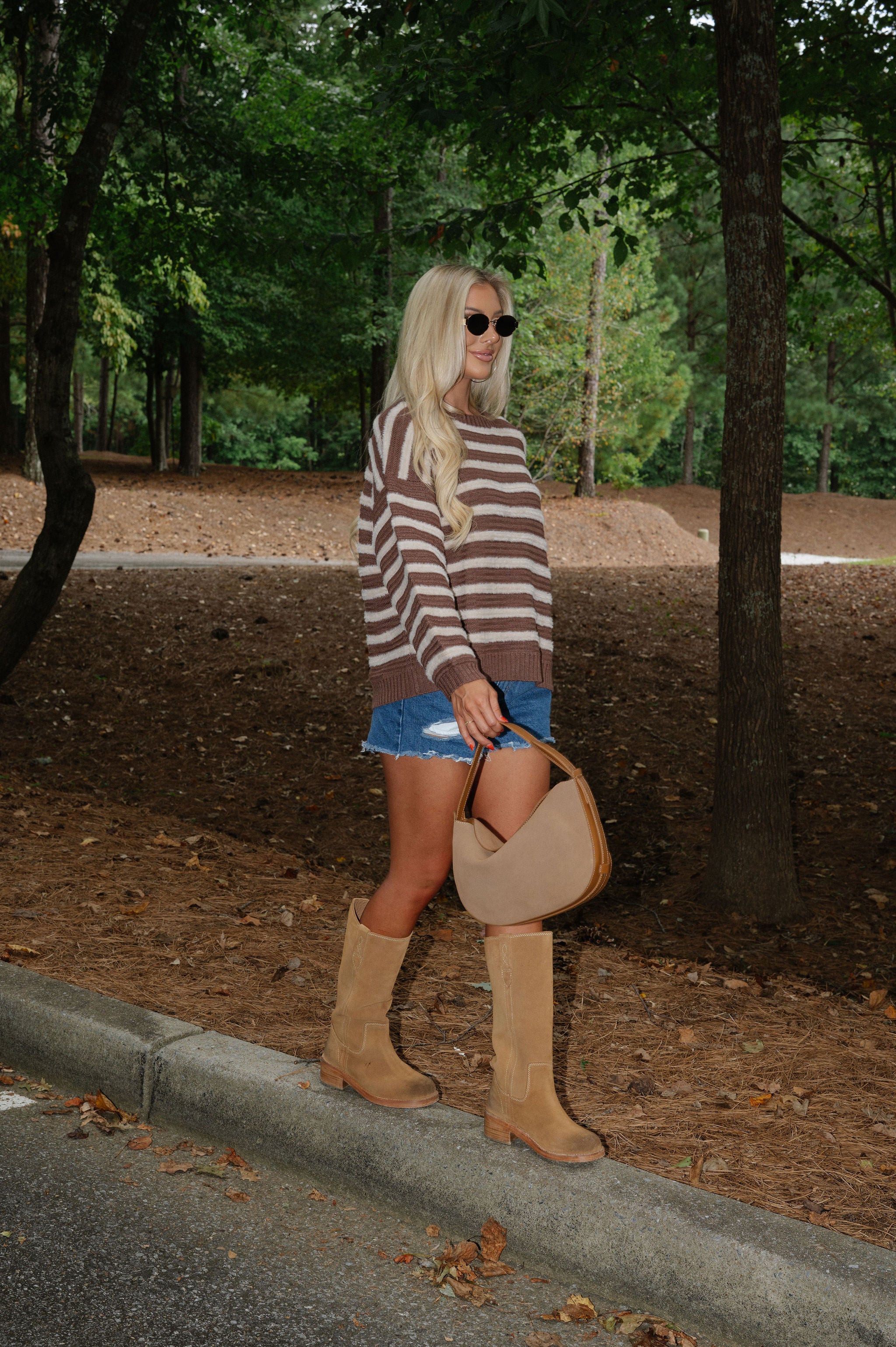 Benny Ribbed Striped Sweater-Brown/Ecru