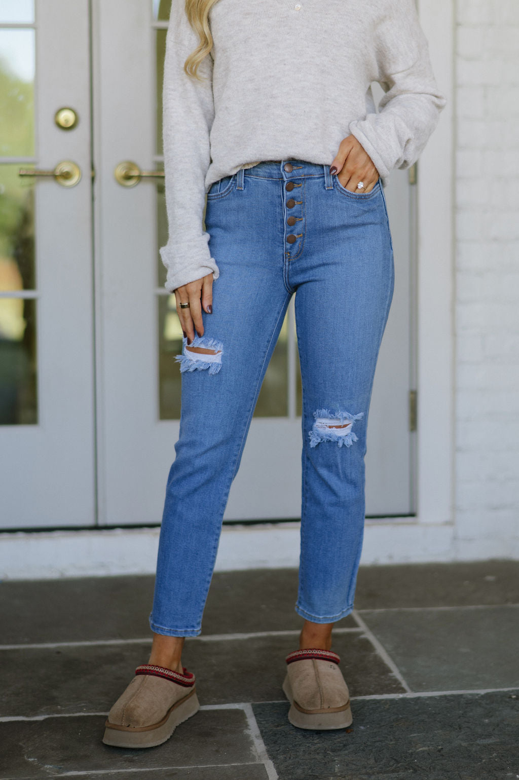 Boston High Waisted Jeans-Denim