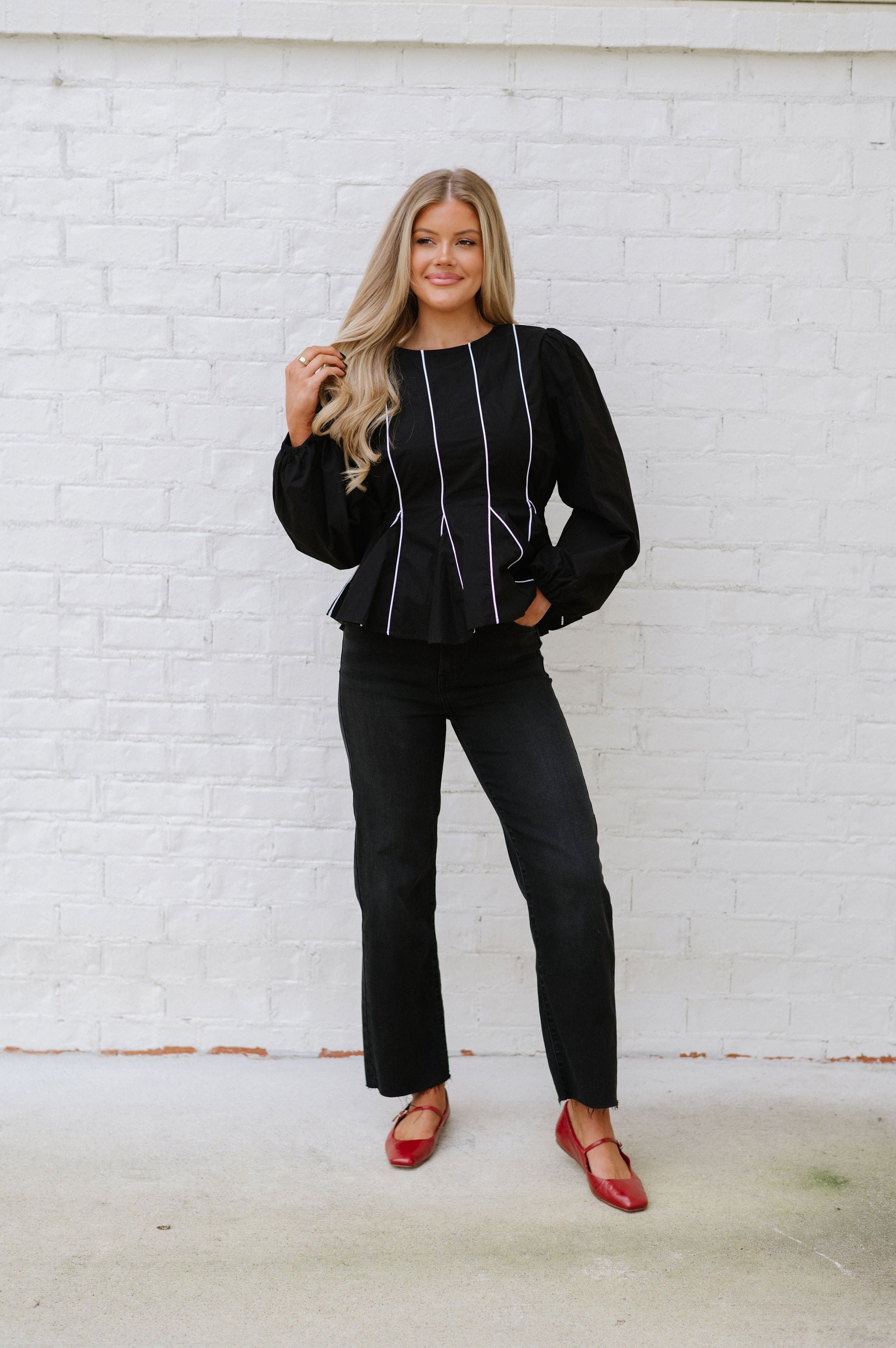 Lancaster Blouse-Black/White