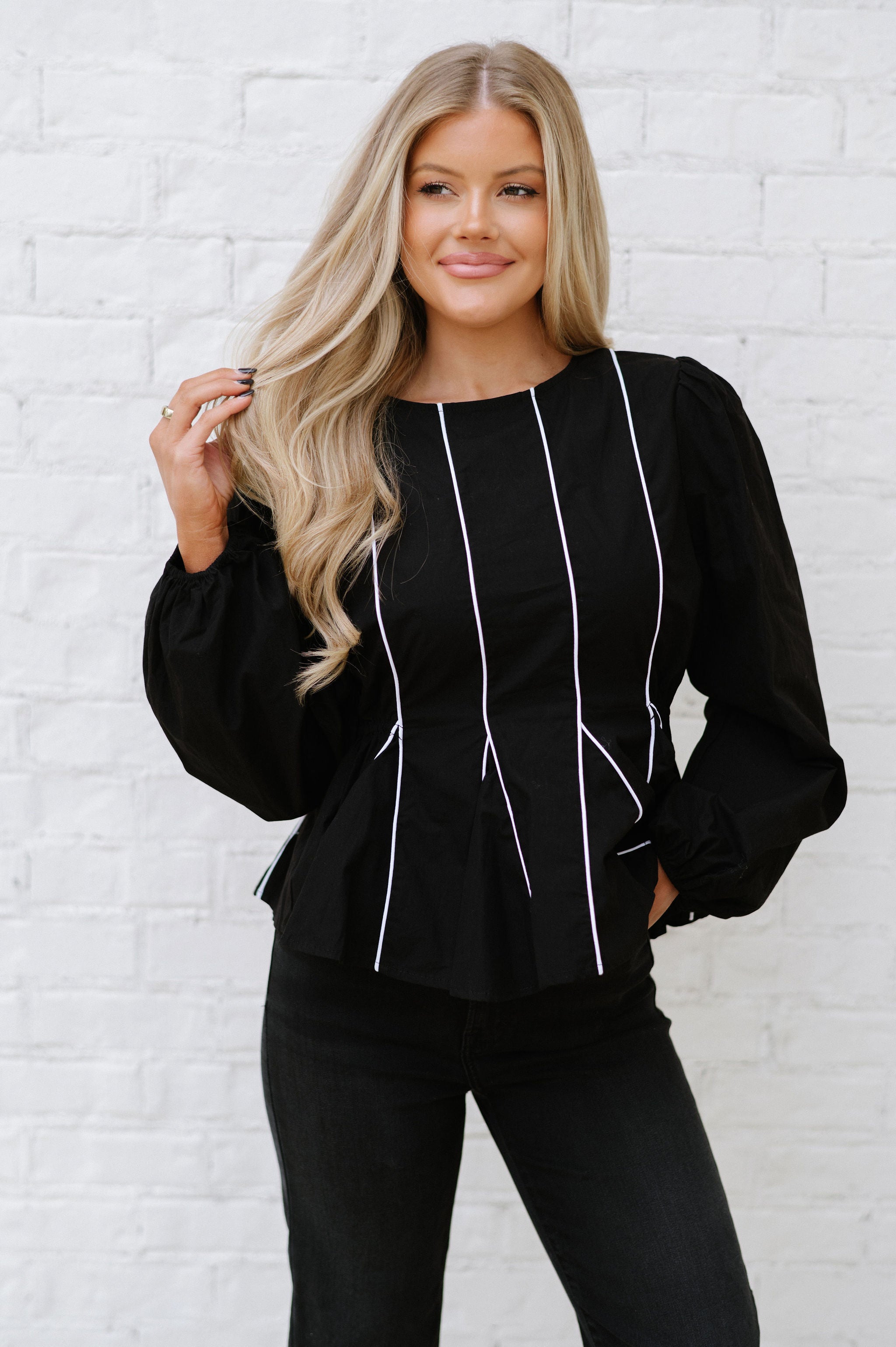 Lancaster Blouse-Black/White