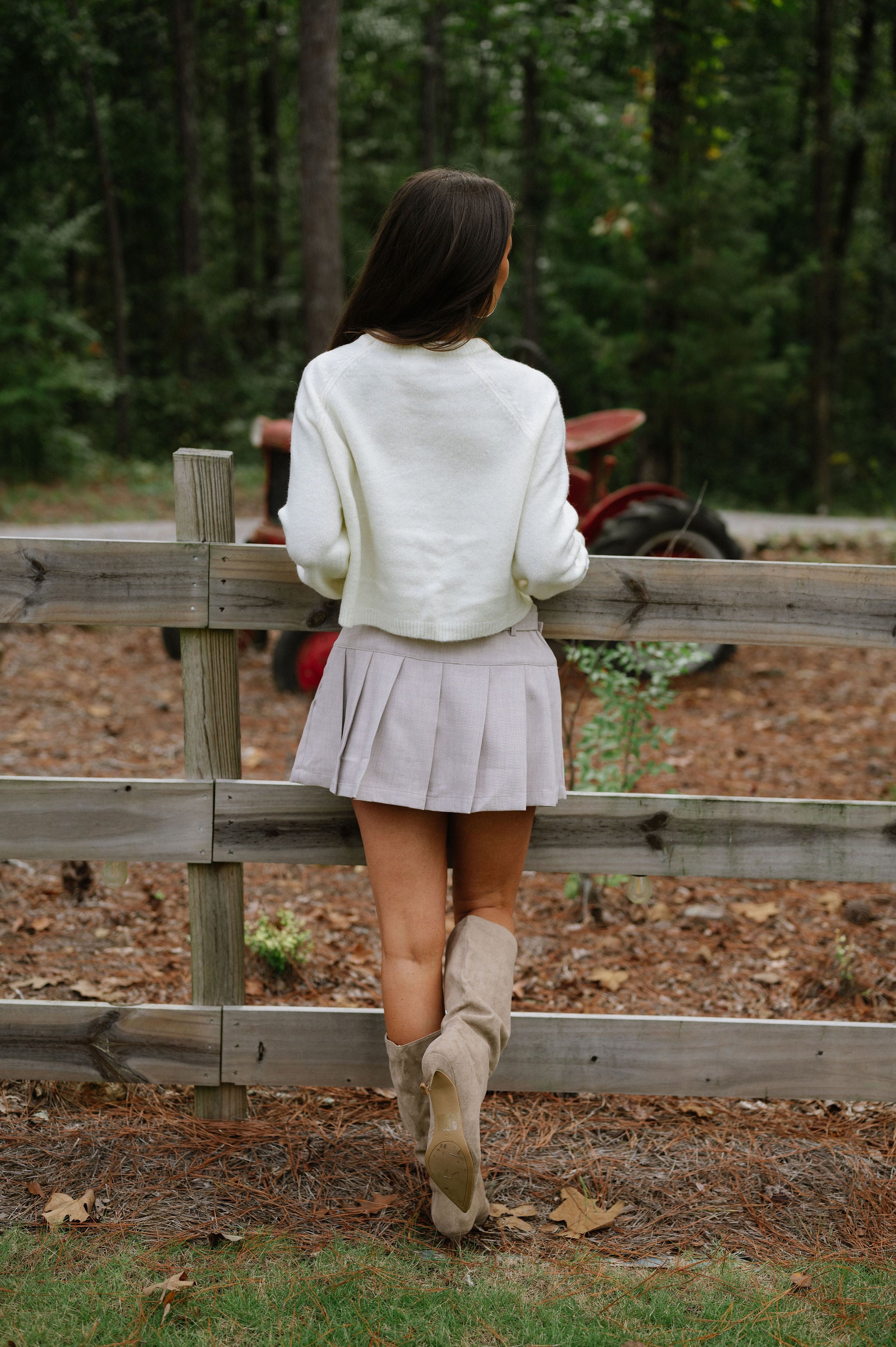 Dede Pleated Mini Skirt-Beige