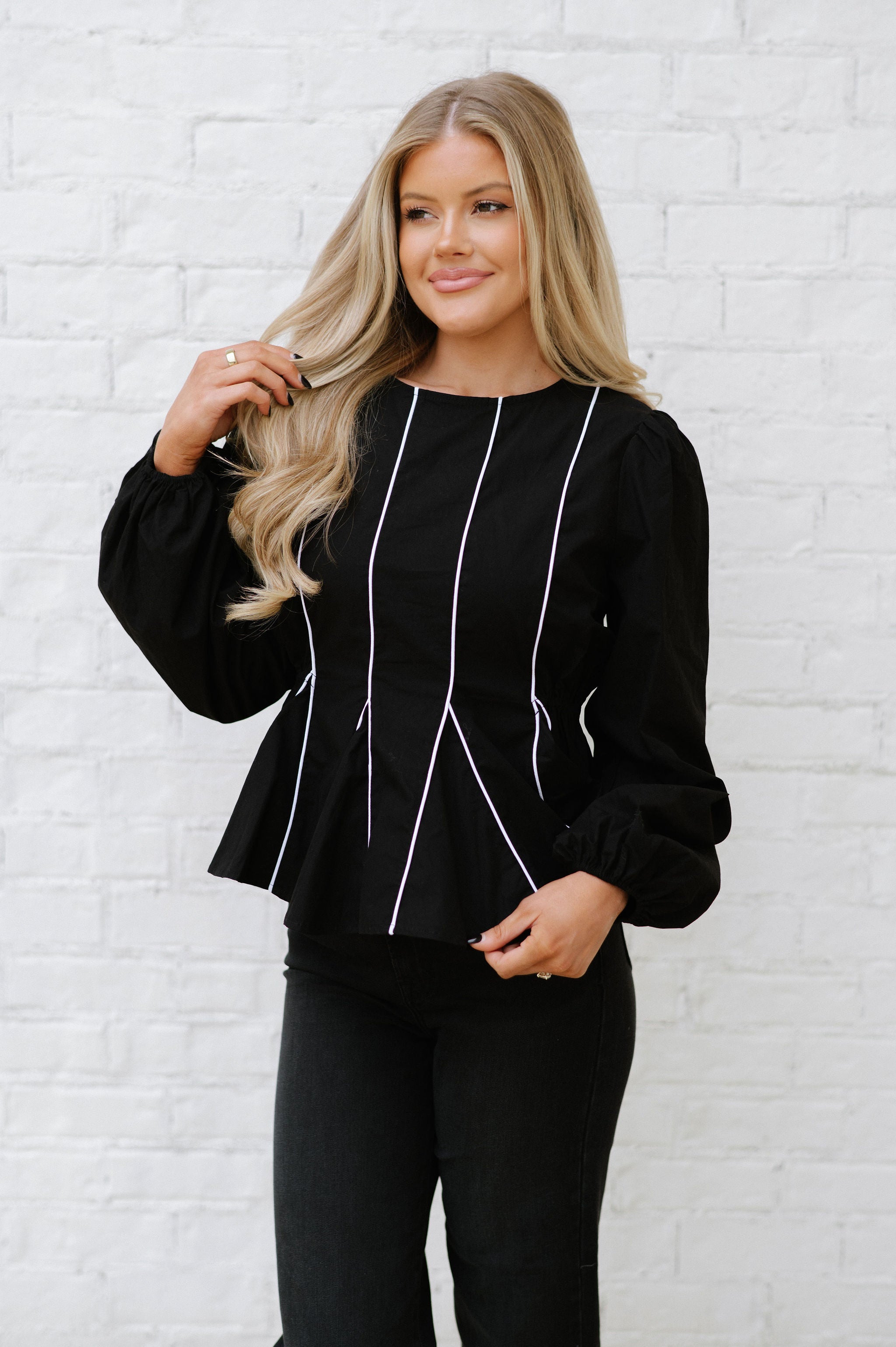 Lancaster Blouse-Black/White