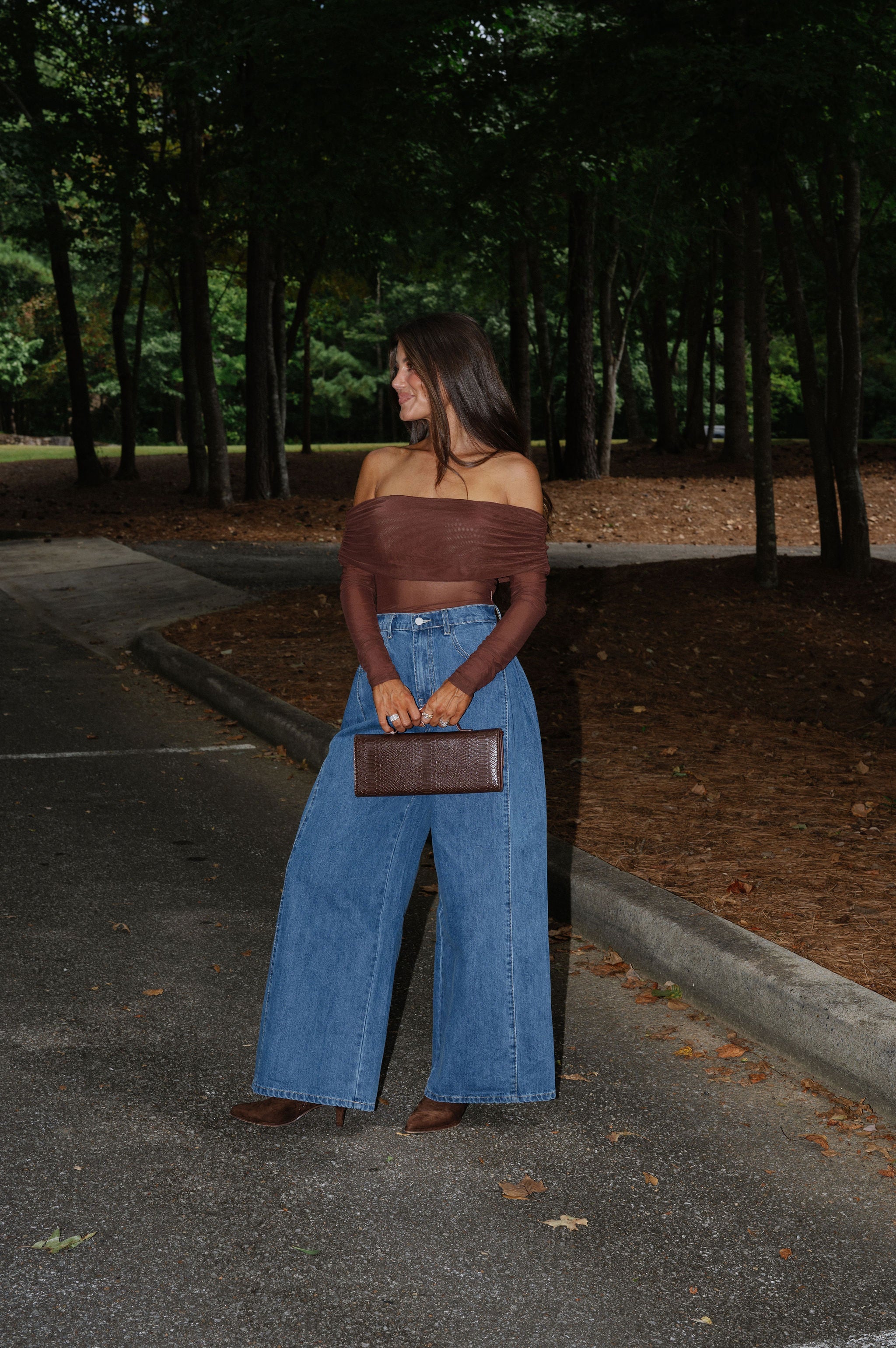Mesh OTS Bodysuit-Brown