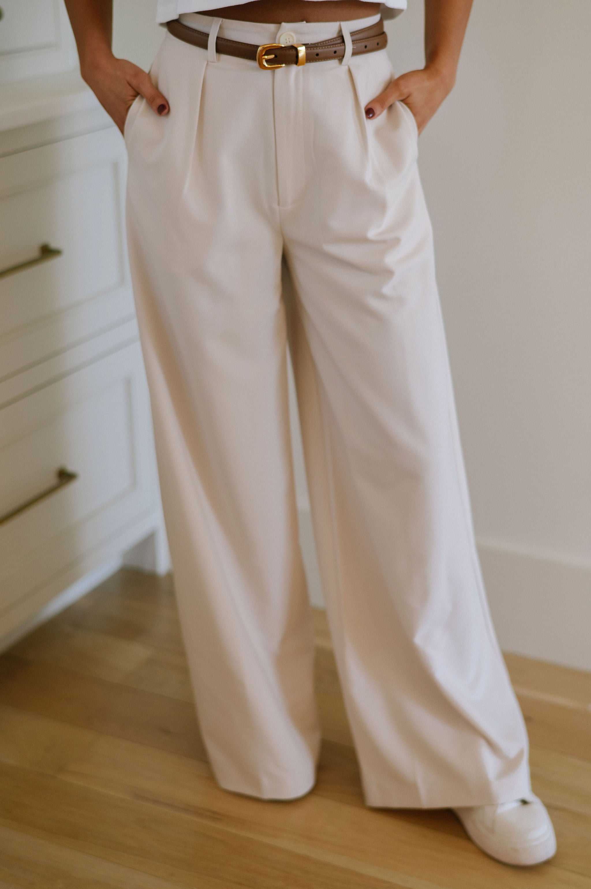 Hartley High Waisted Trouser Pants-Nude