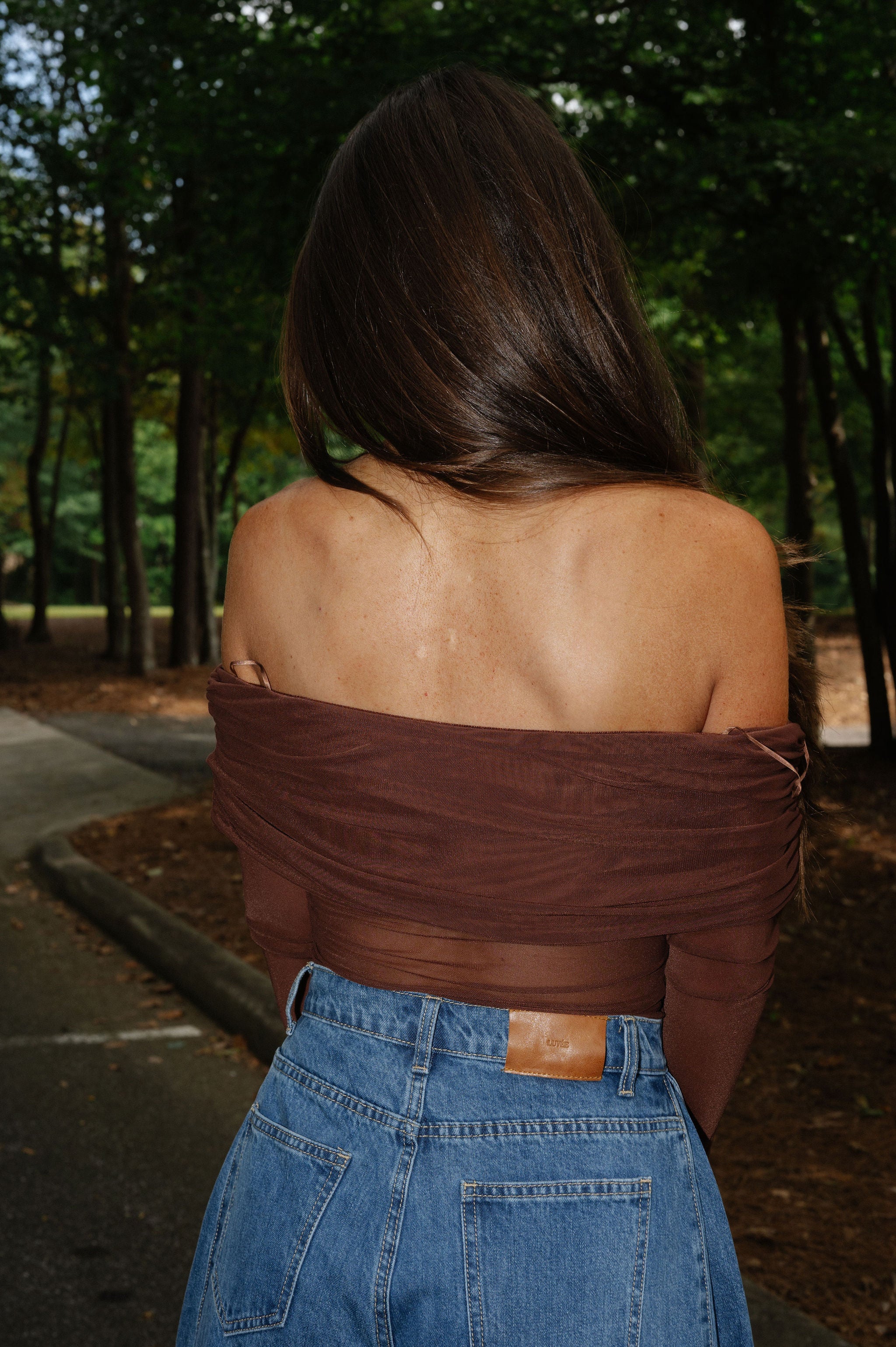 Mesh OTS Bodysuit-Brown