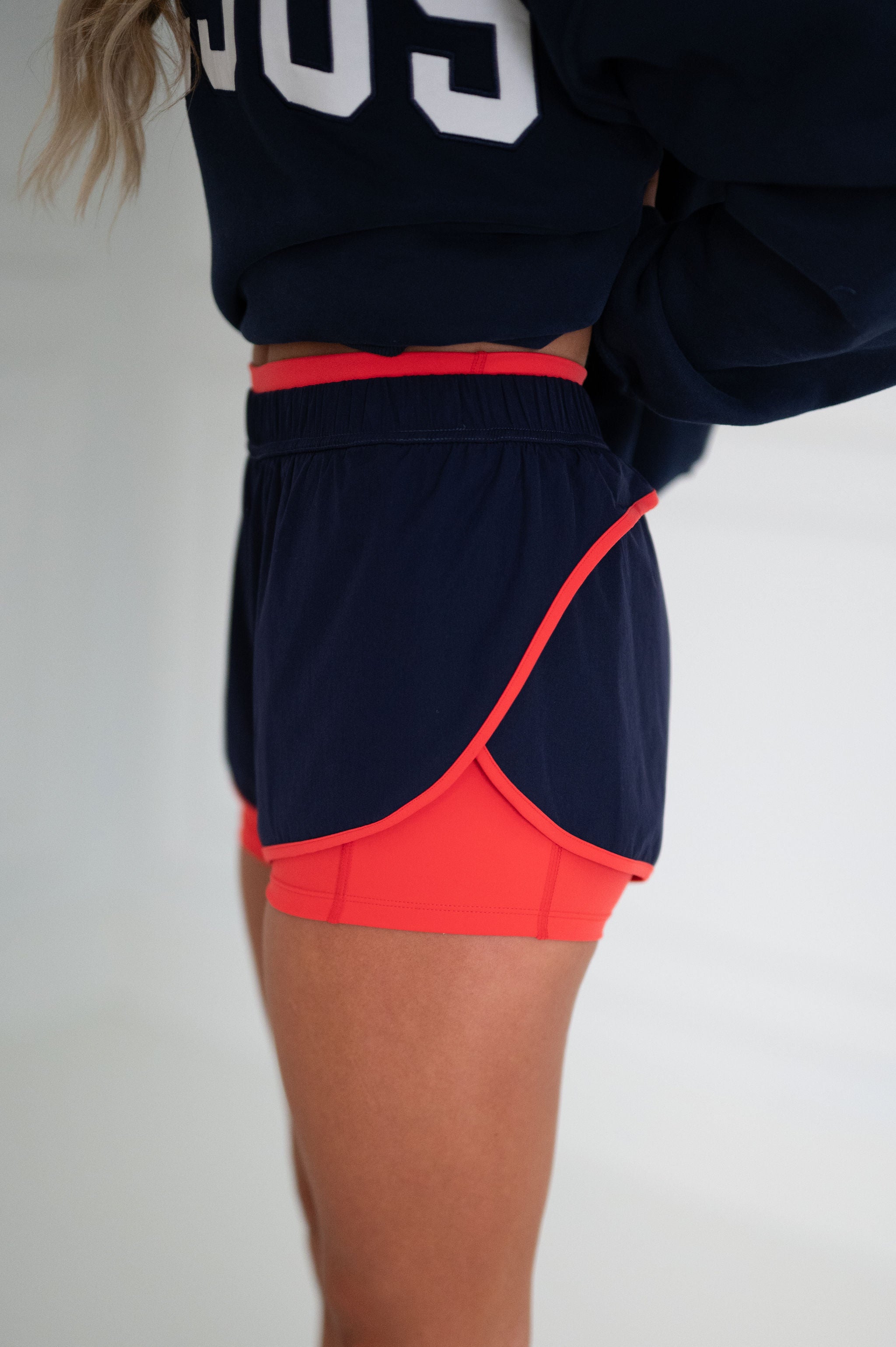Layne Double Layer Shorts-Navy//PETITE