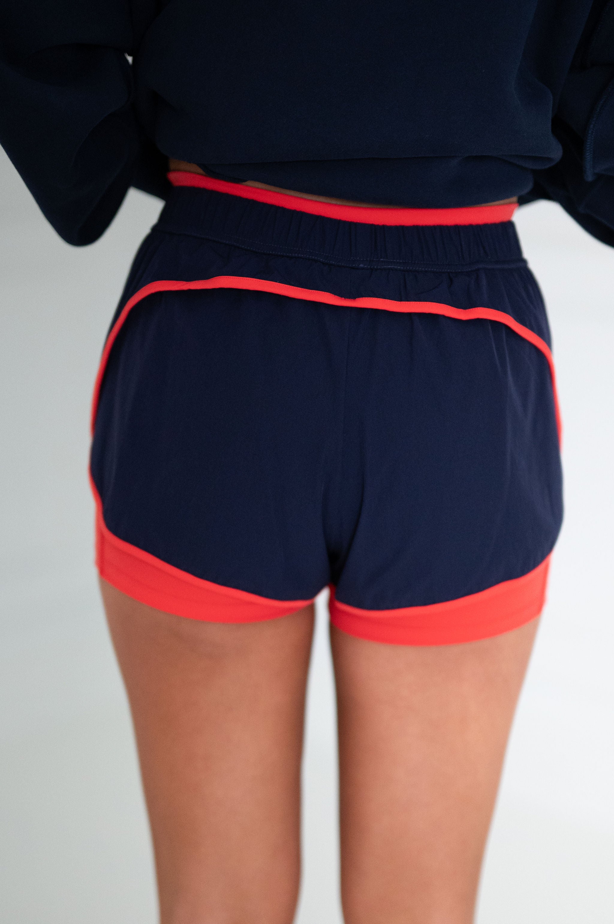 Layne Double Layer Shorts-Navy//PETITE