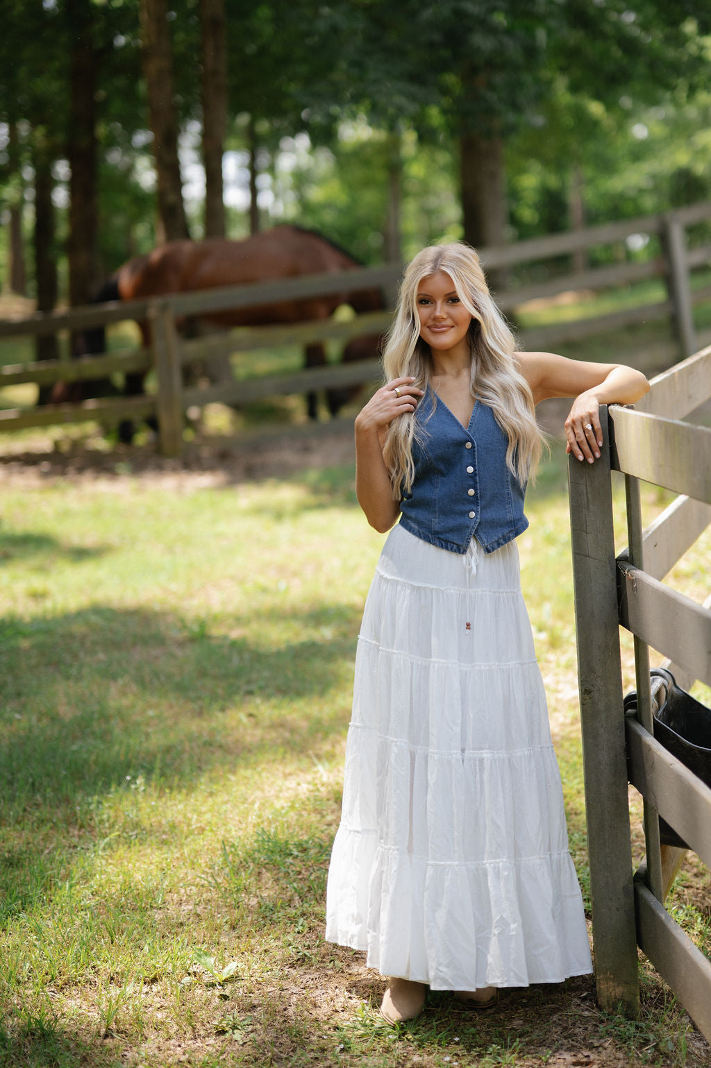 Denim V-Neck Vest Top