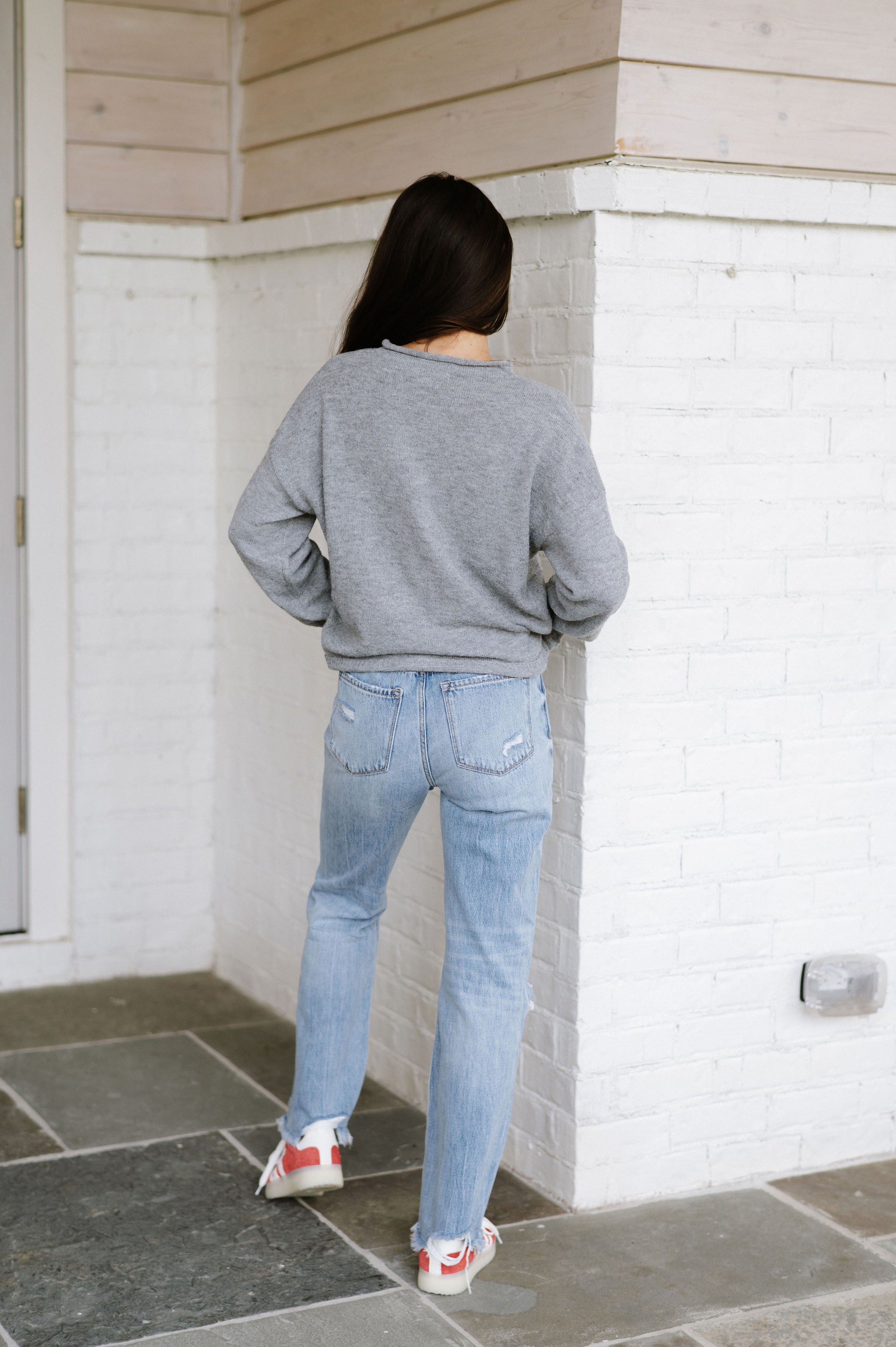 Heather Grey Quarter Button Sweater