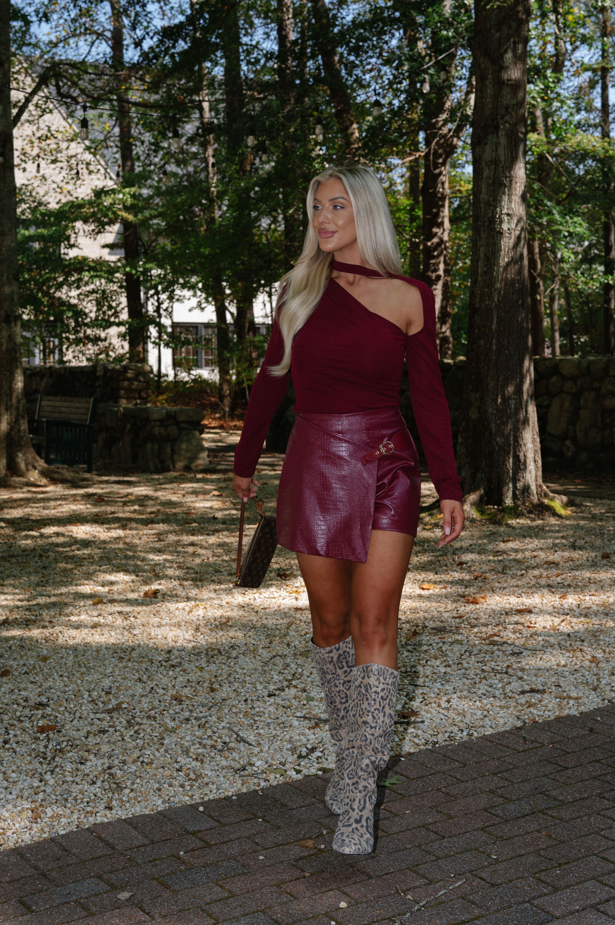 Heidi Crocodile Skort-Maroon