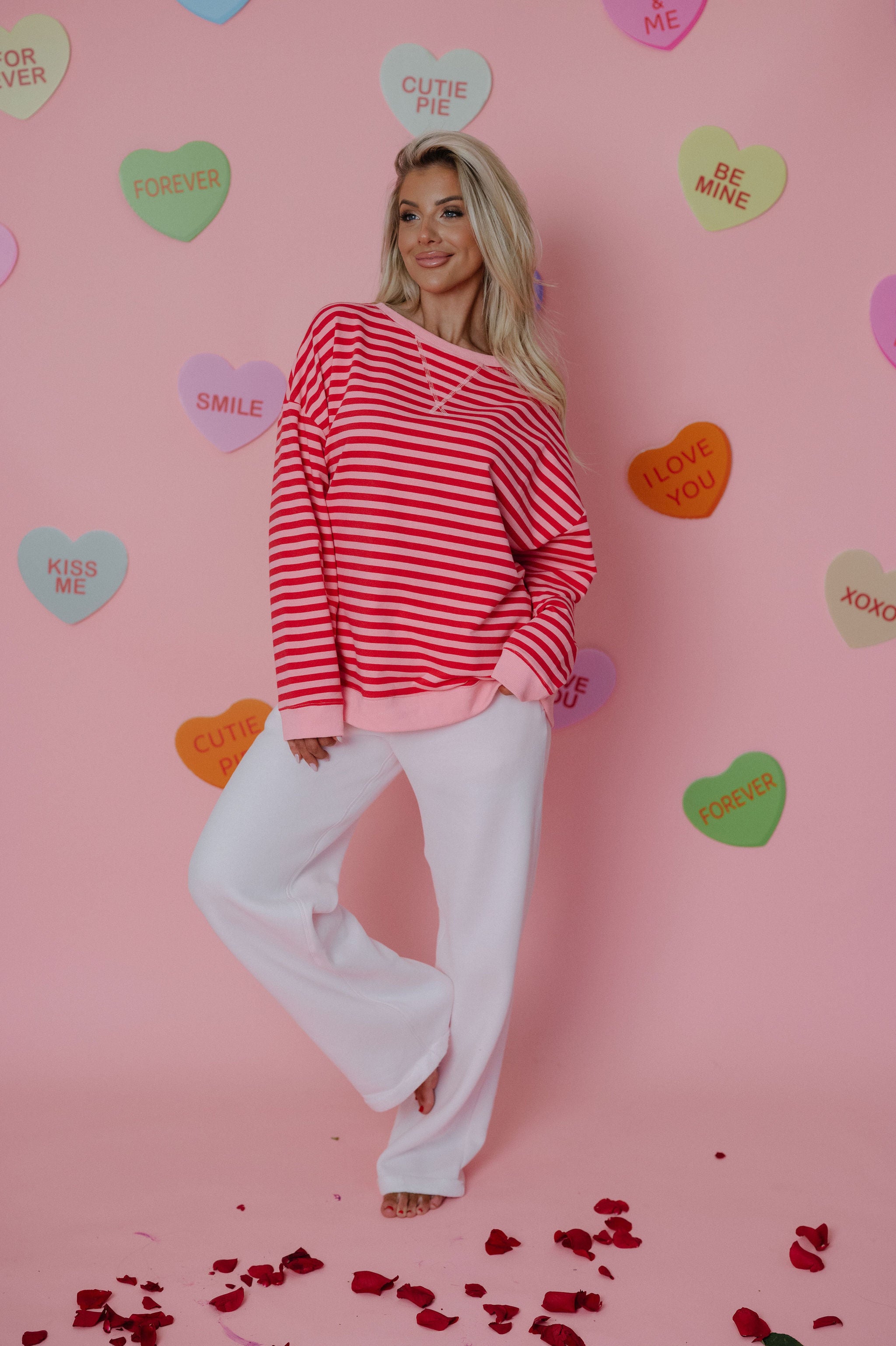 Oversized Striped Top- Pink/Red