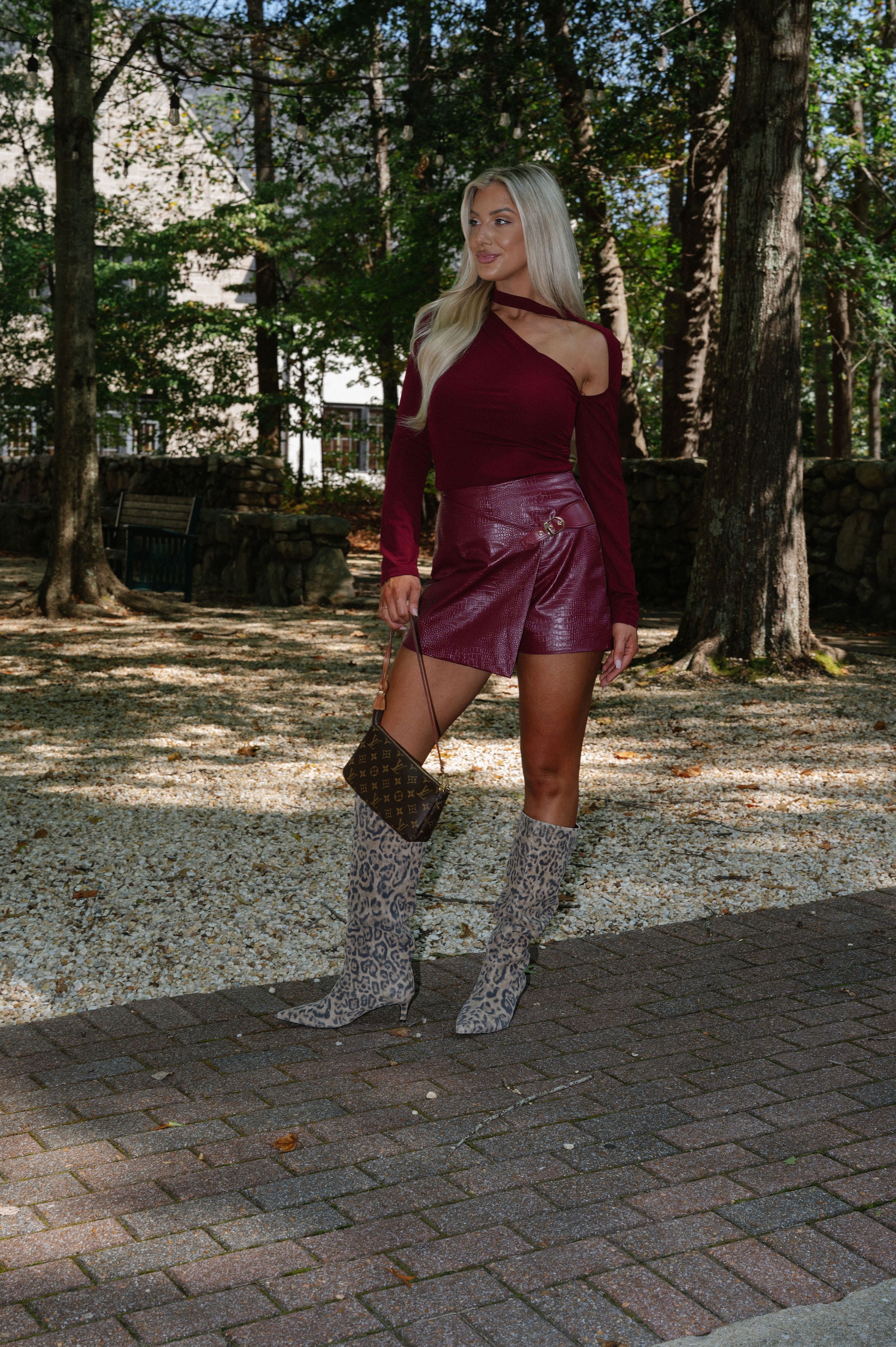 Heidi Crocodile Skort-Maroon