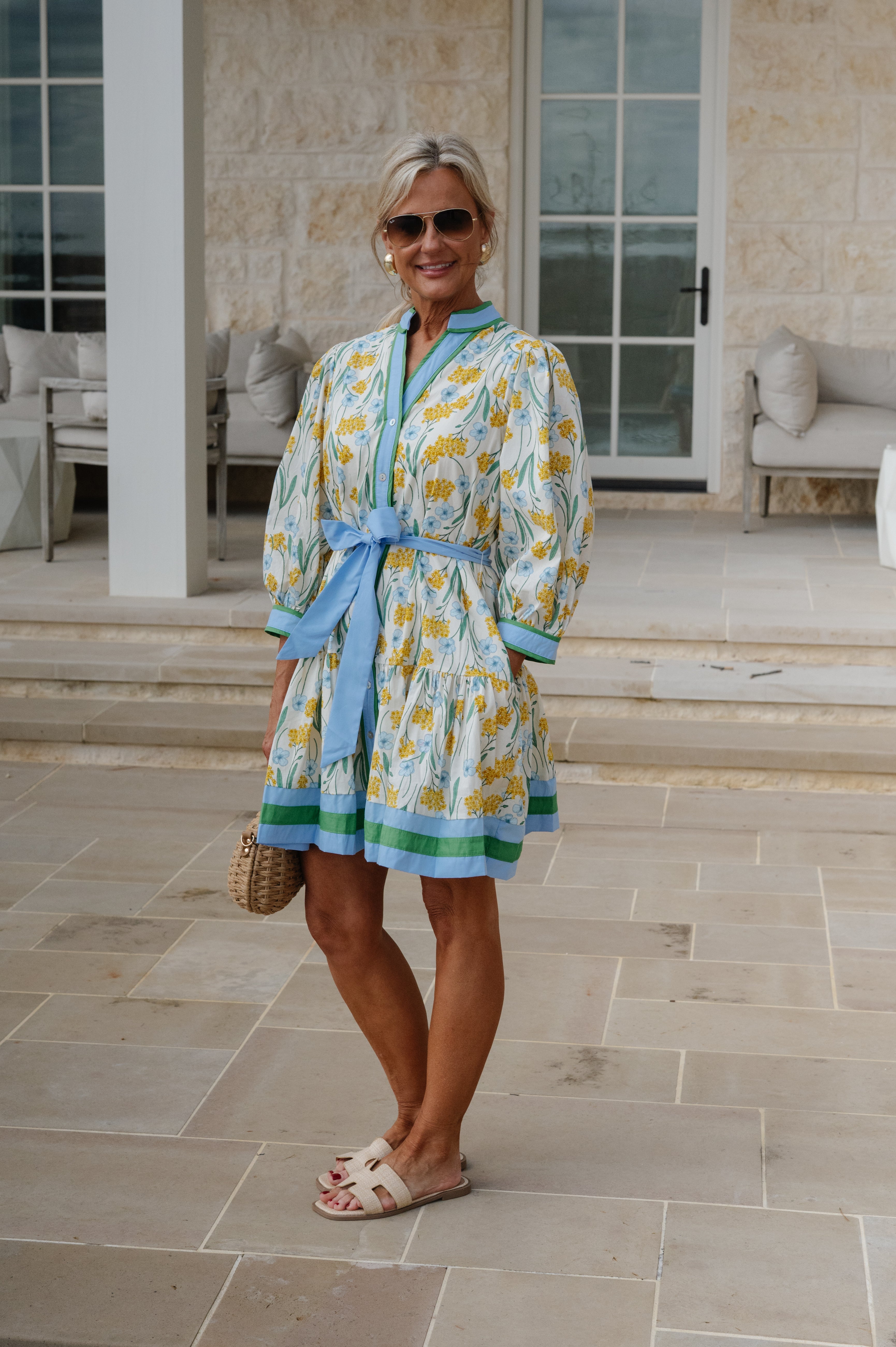 Garden Blooms Mini Dress- Cream/Multi