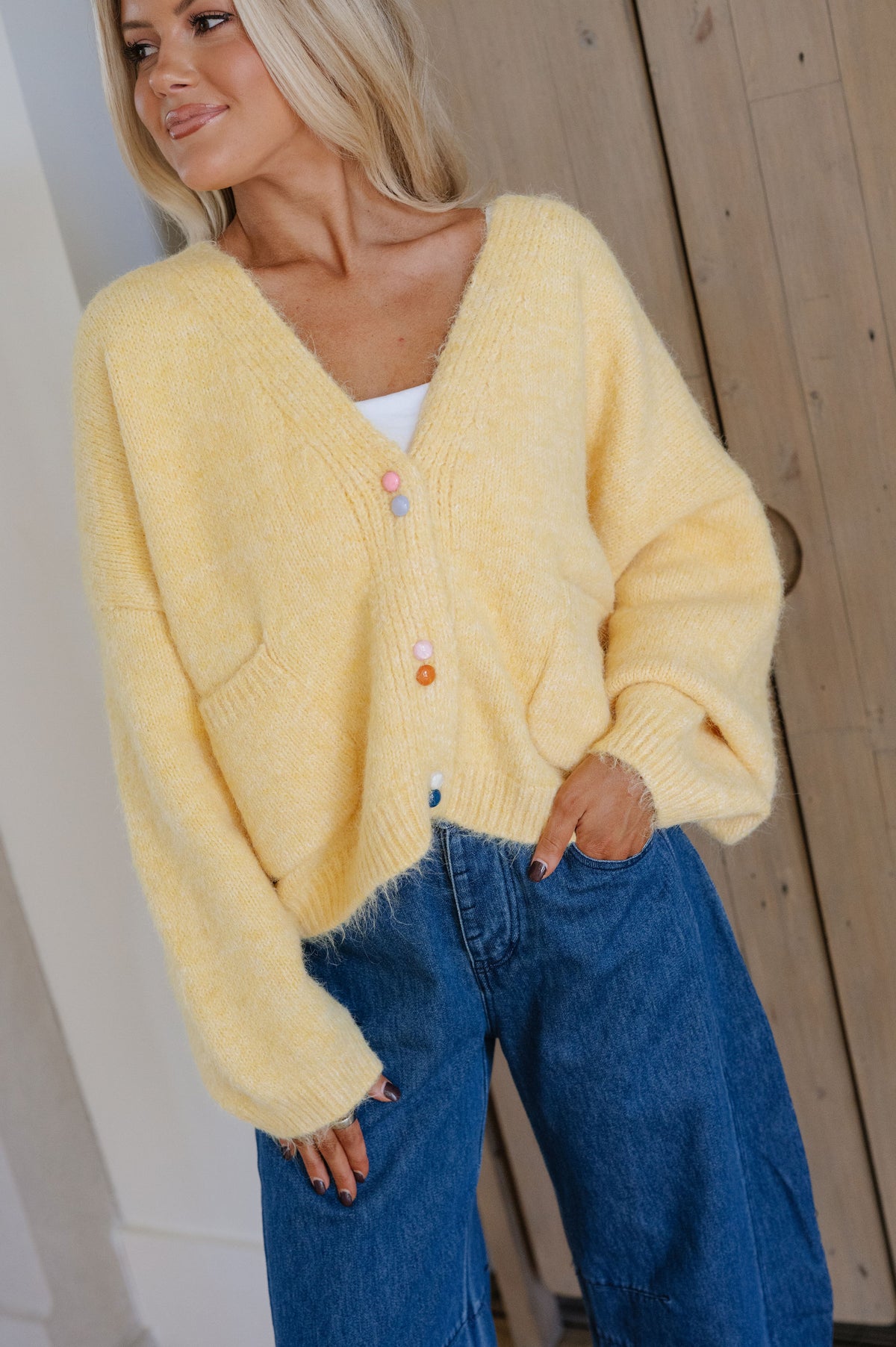 Colette Oversized Cardigan-Yellow
