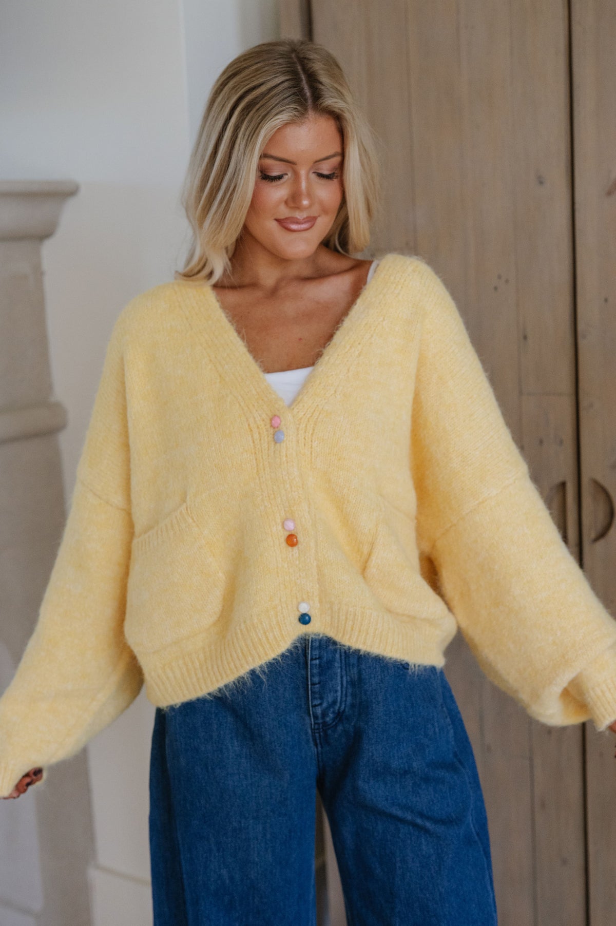 Colette Oversized Cardigan-Yellow