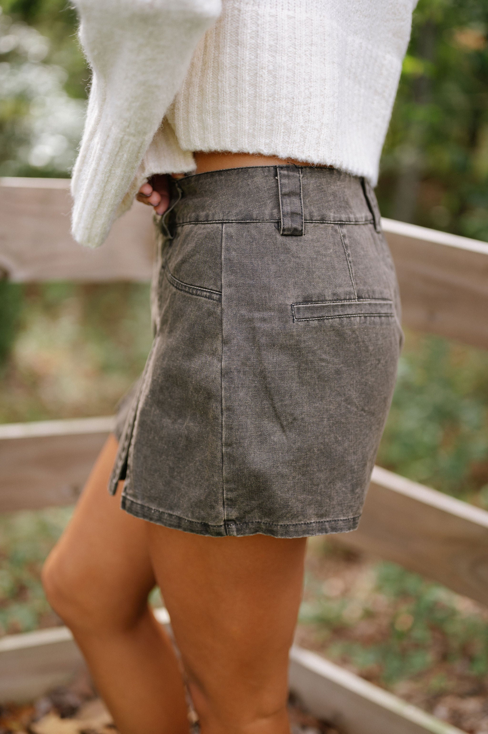 Mini Pleated Skort-Vintage Dark Grey Brown