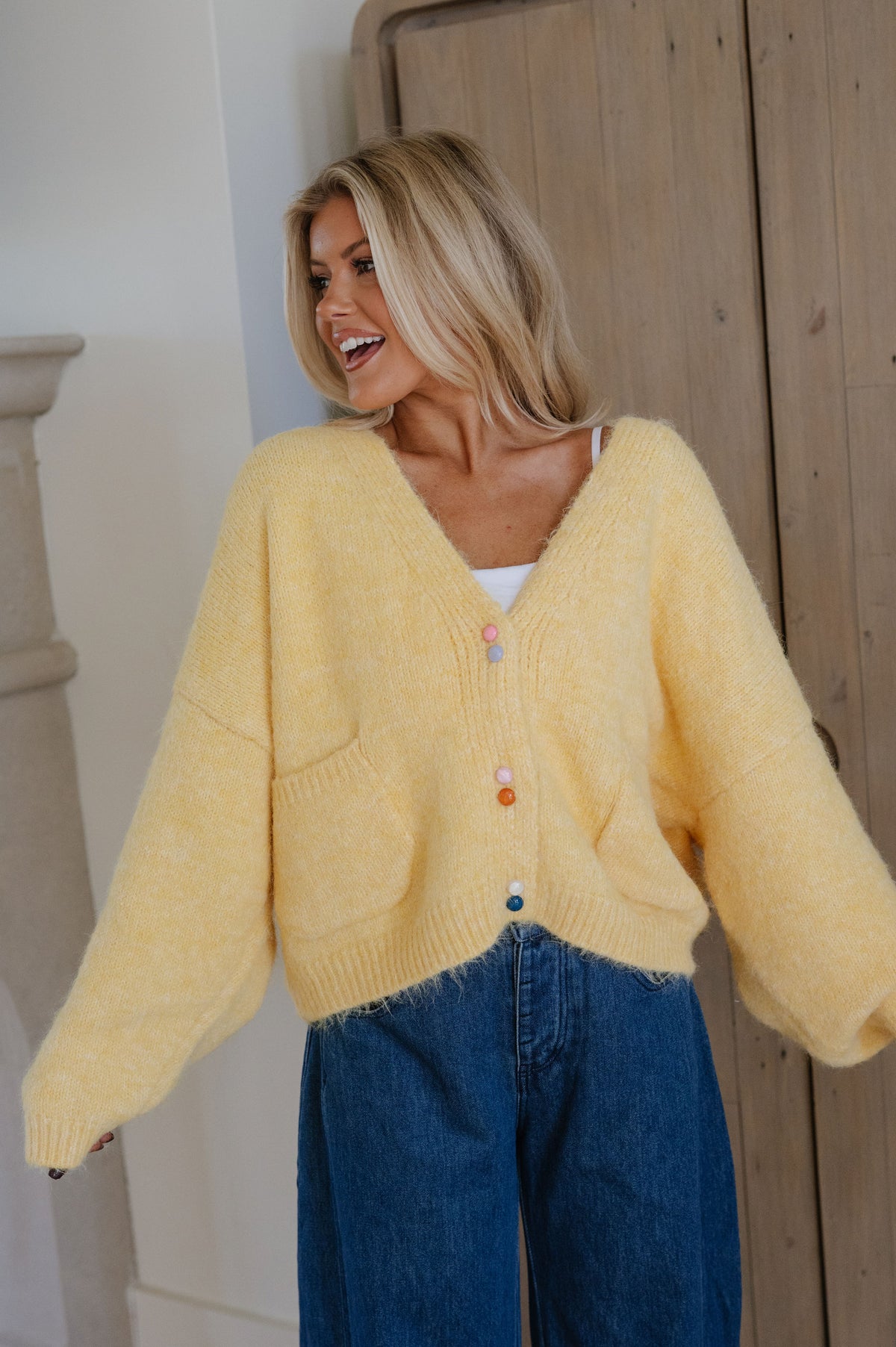 Colette Oversized Cardigan-Yellow