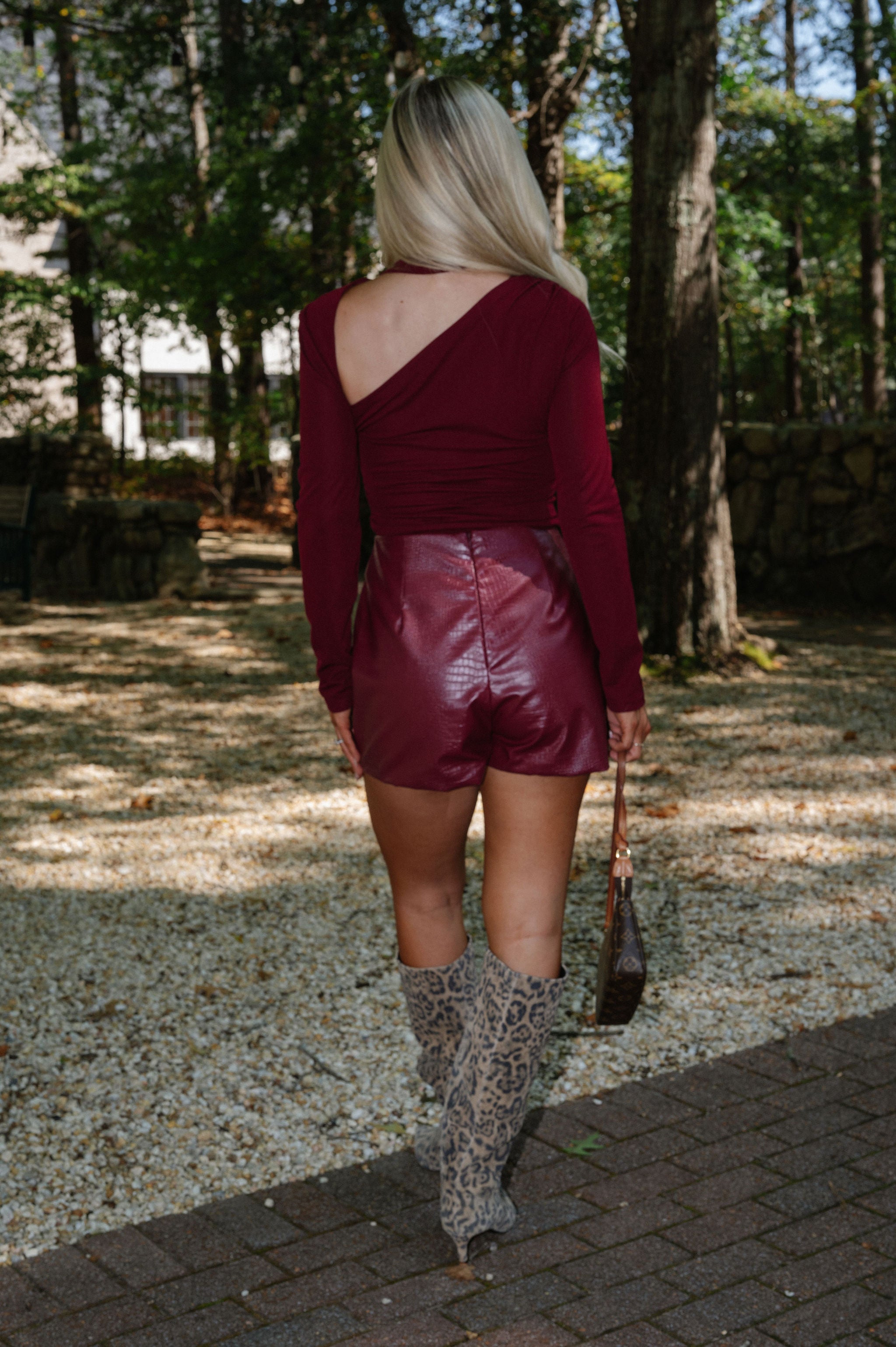 Heidi Crocodile Skort-Maroon