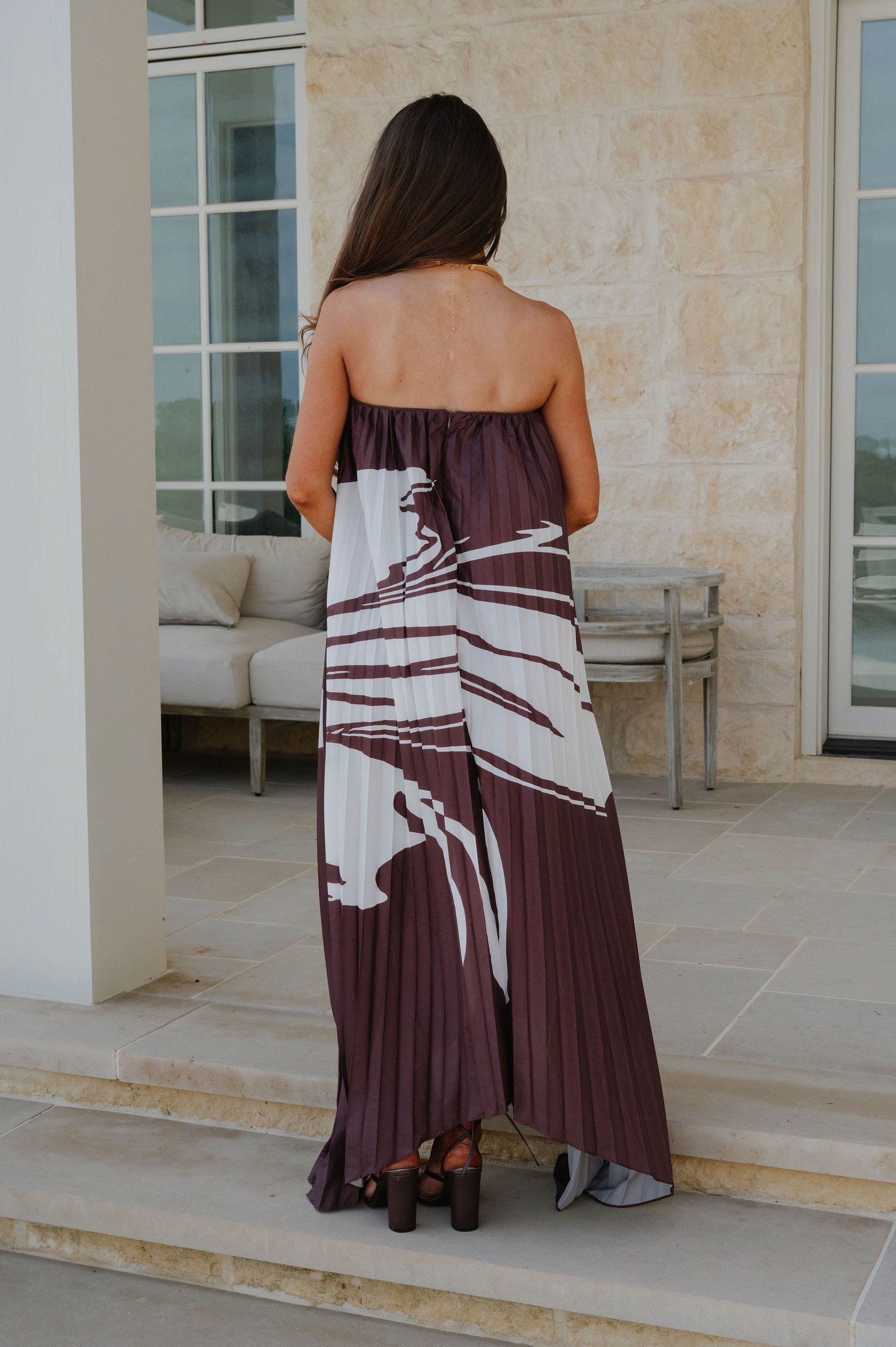 Emy Maxi Dress-Brown/White