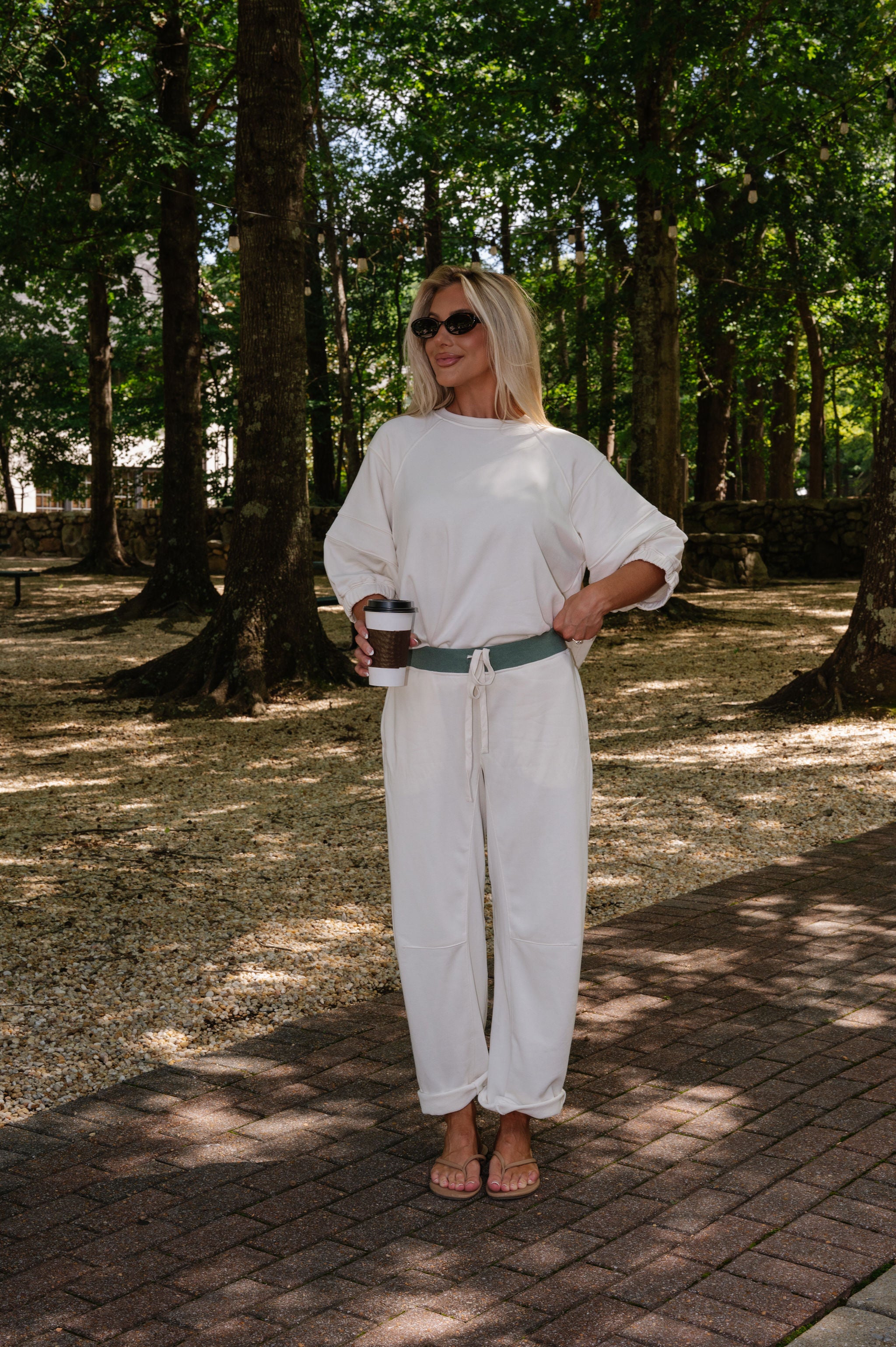 Rae French Terry Set-Bone/Dark Forest