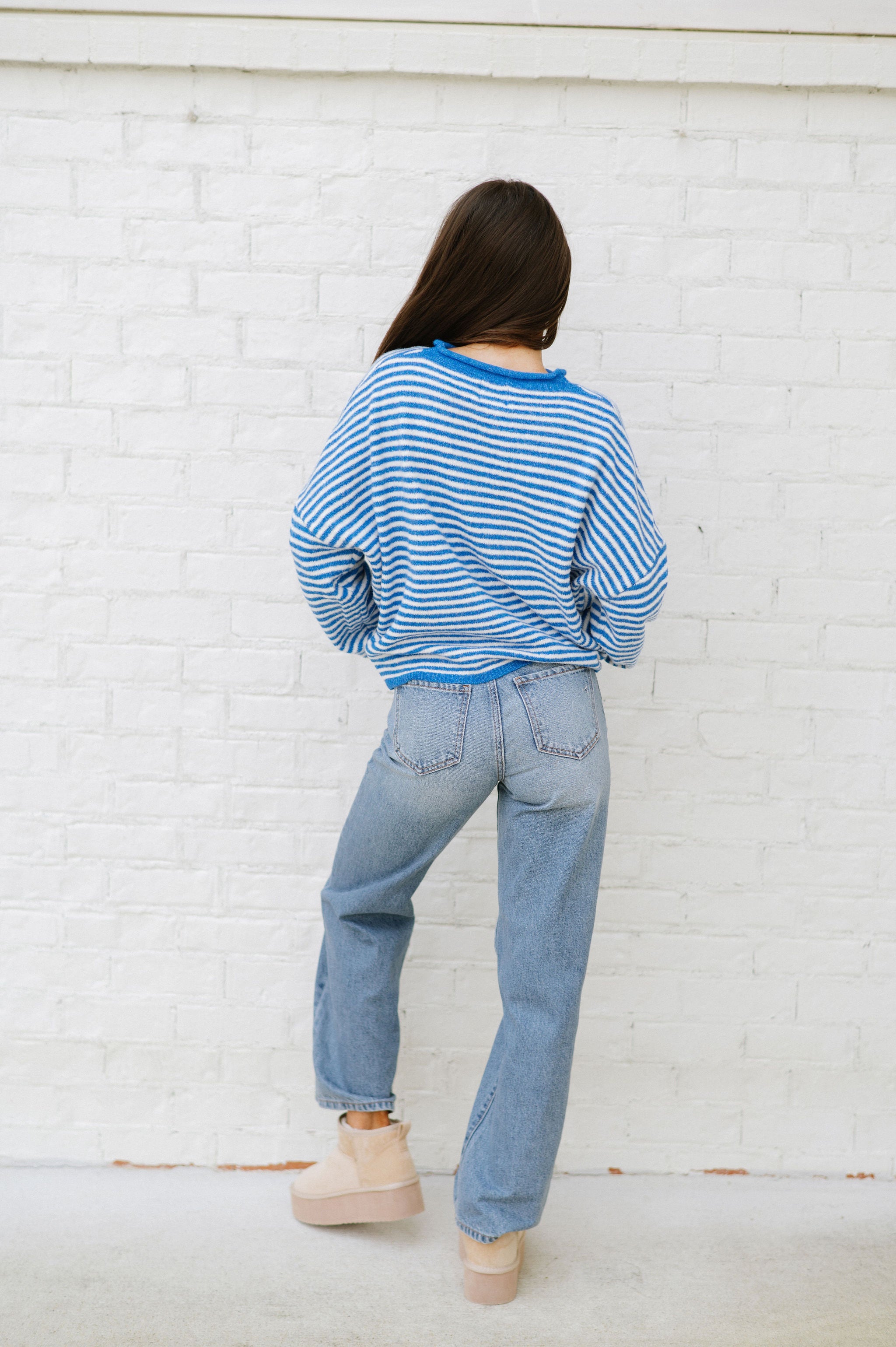 Mallory Mini Striped Cardigan- Blue