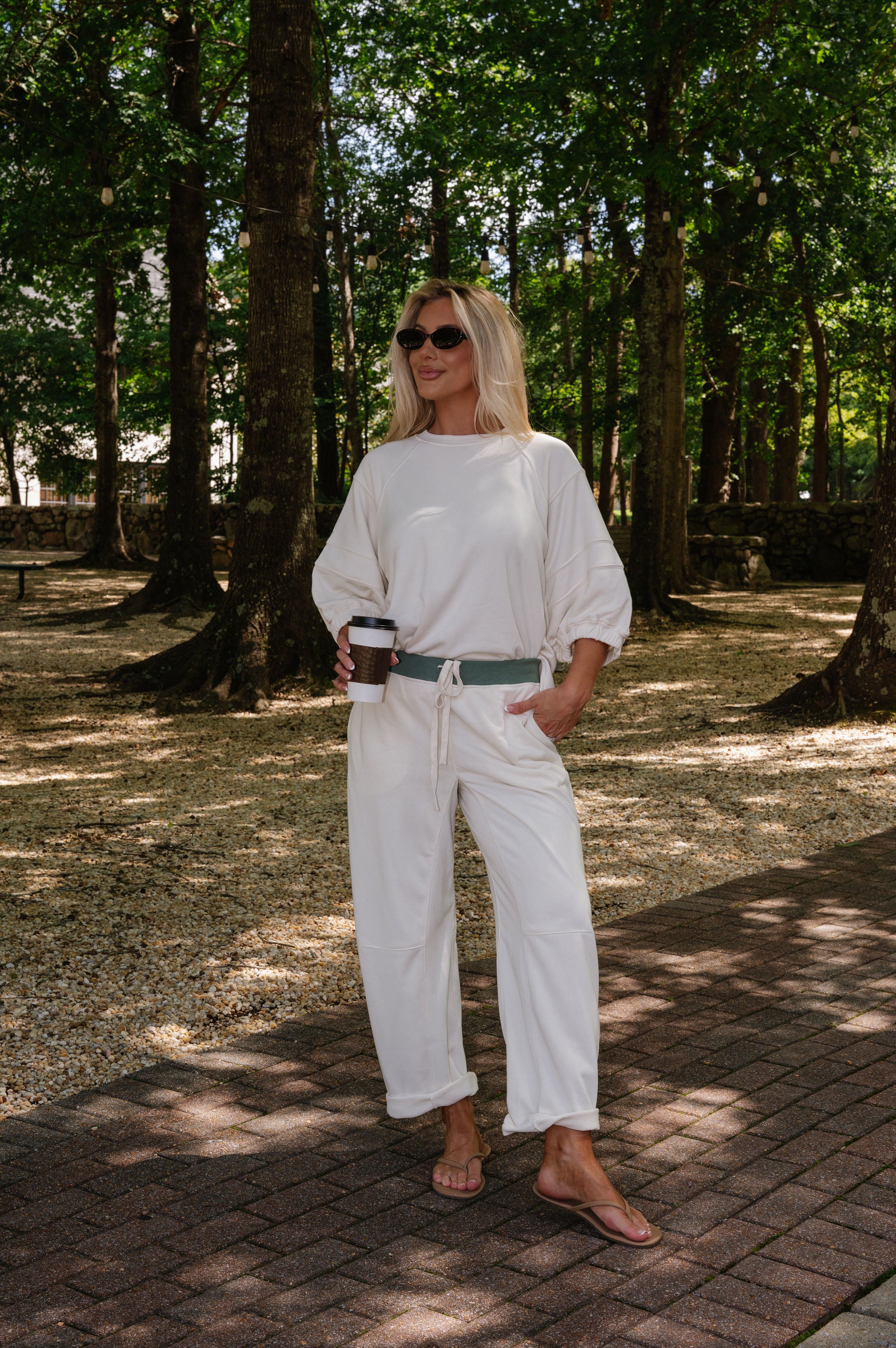 Rae French Terry Set-Bone/Dark Forest