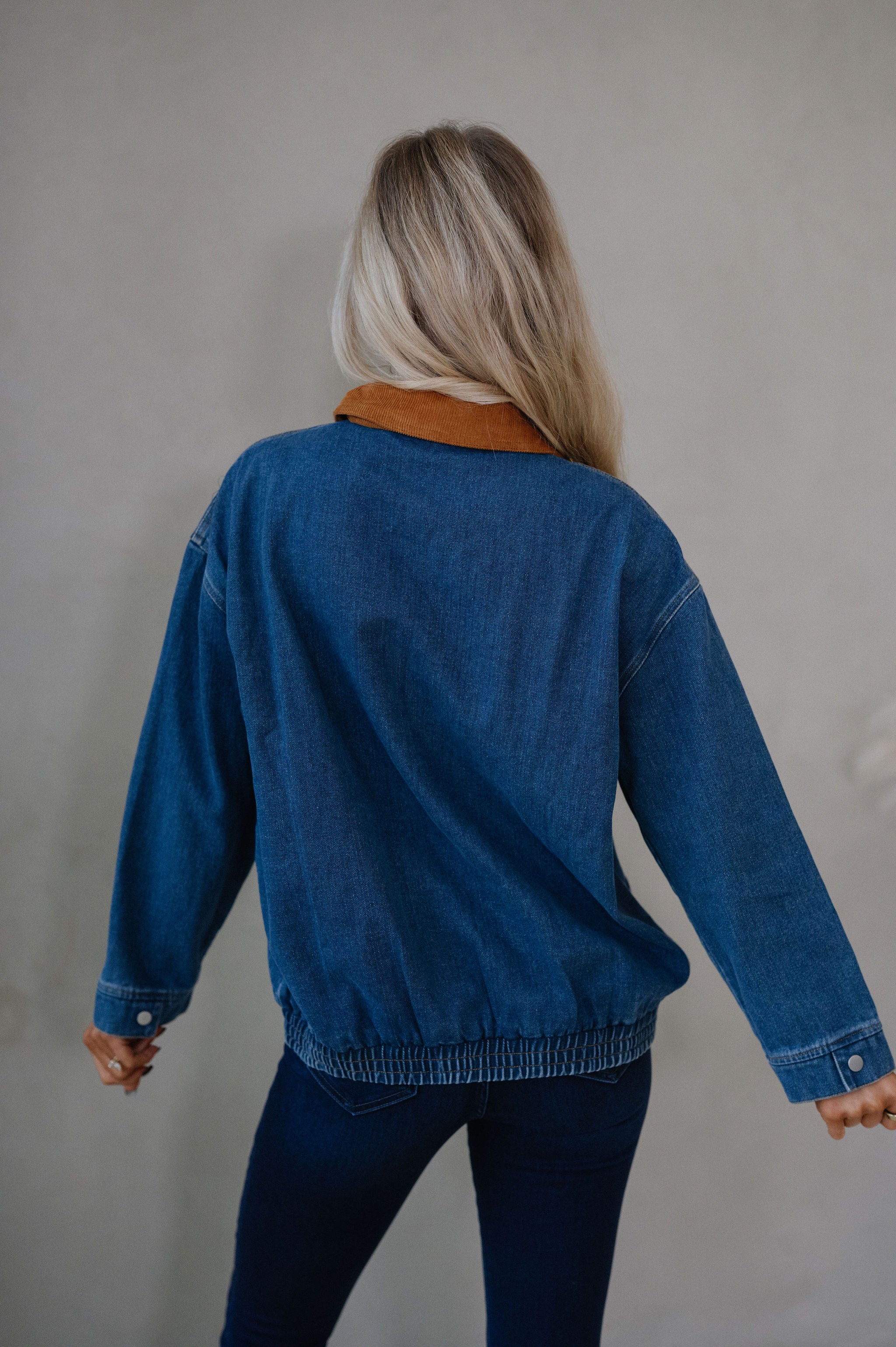 Annie Corduroy Collar Jacket-Denim