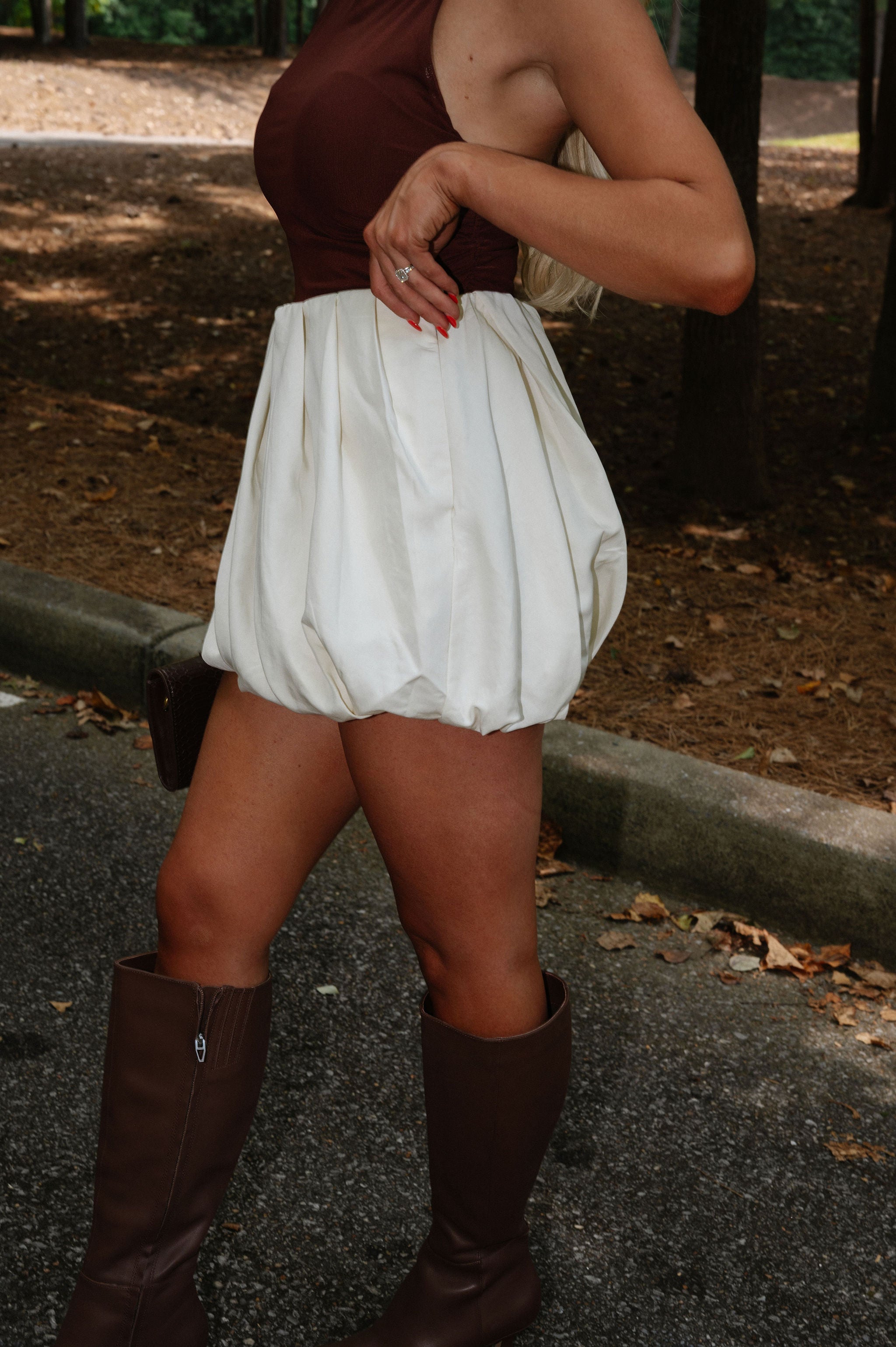 Raine Balloon Mini Skirt-Cream