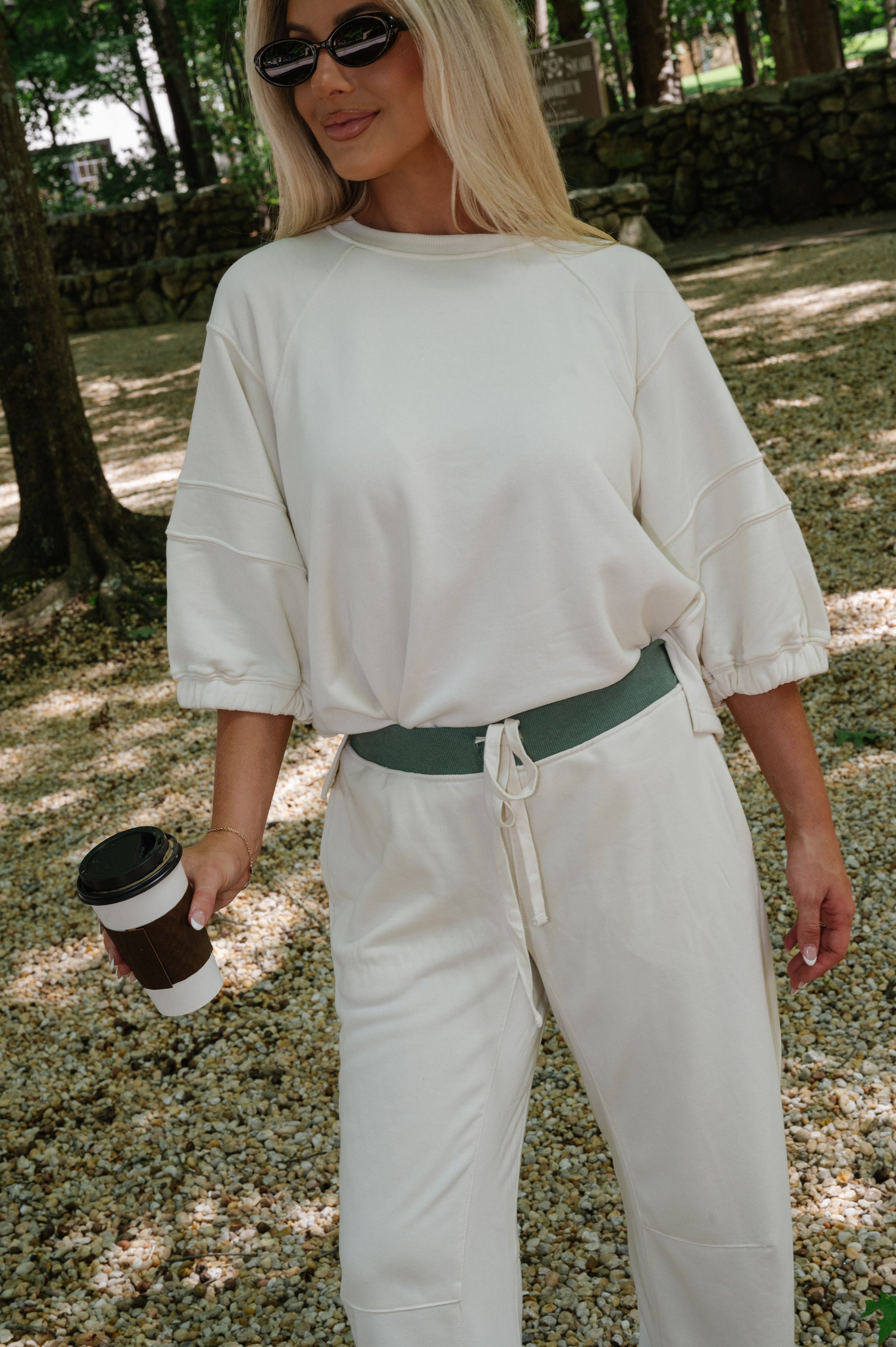Rae French Terry Set-Bone/Dark Forest