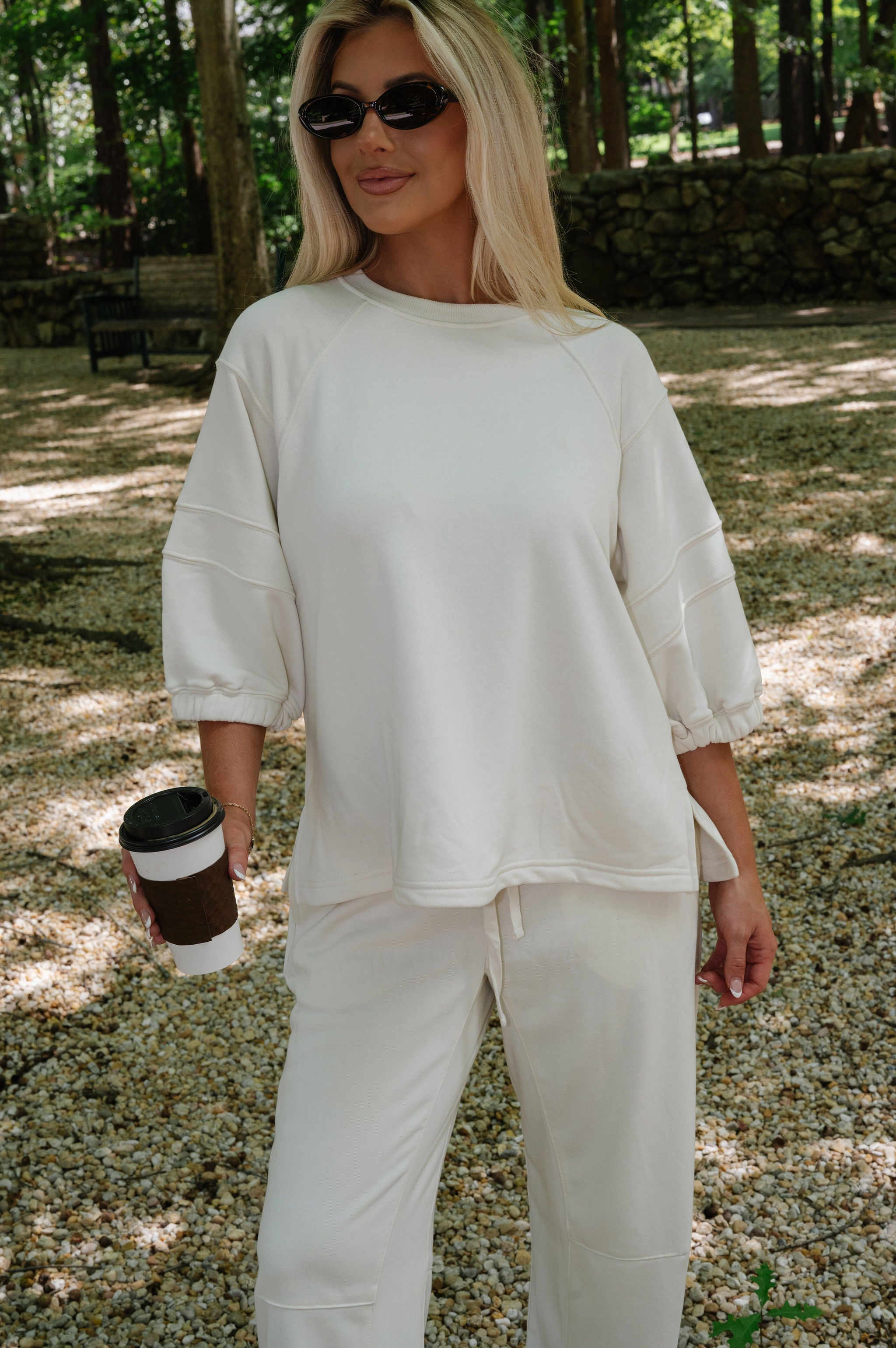 Rae French Terry Set-Bone/Dark Forest