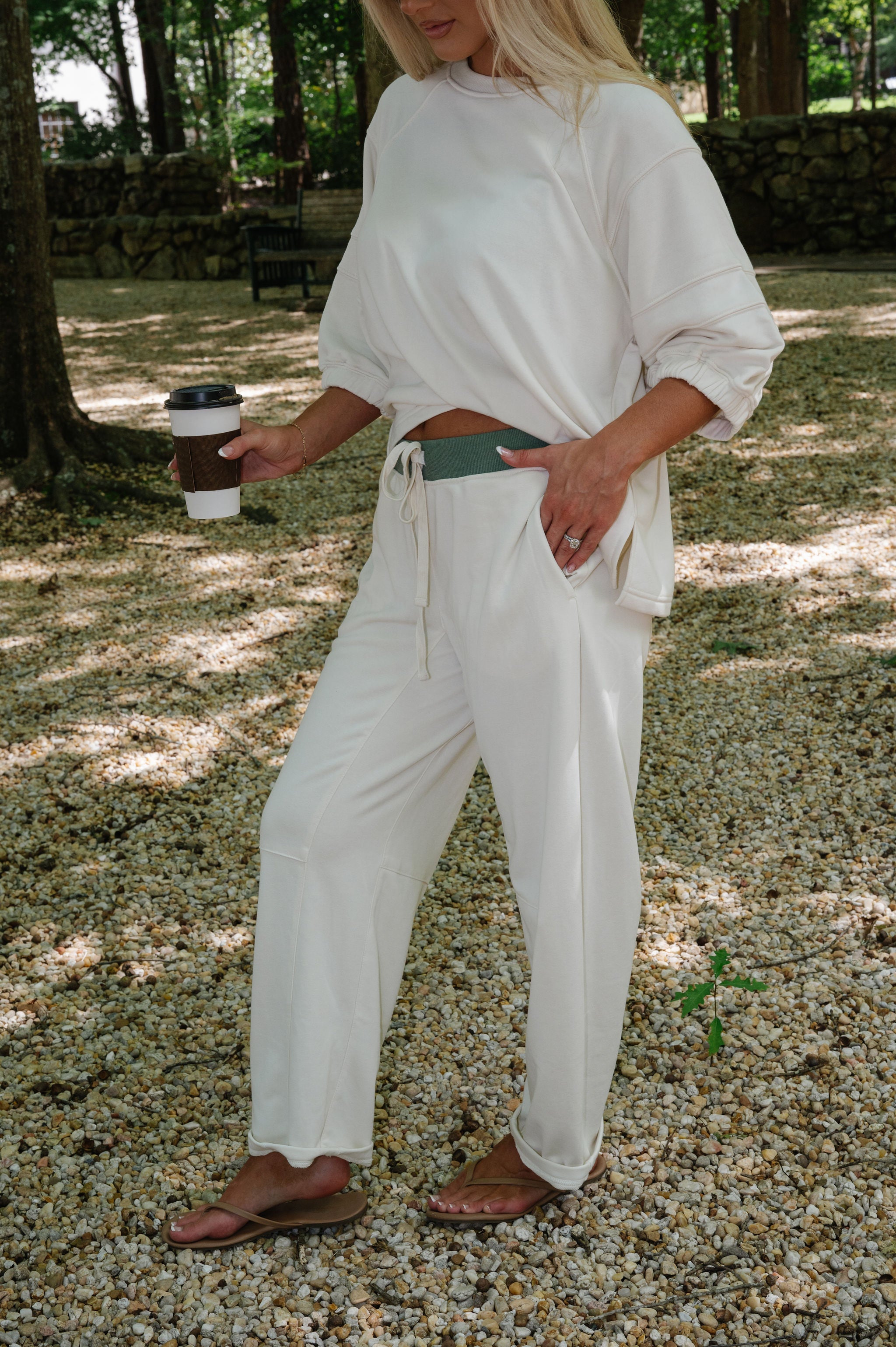 Rae French Terry Set-Bone/Dark Forest