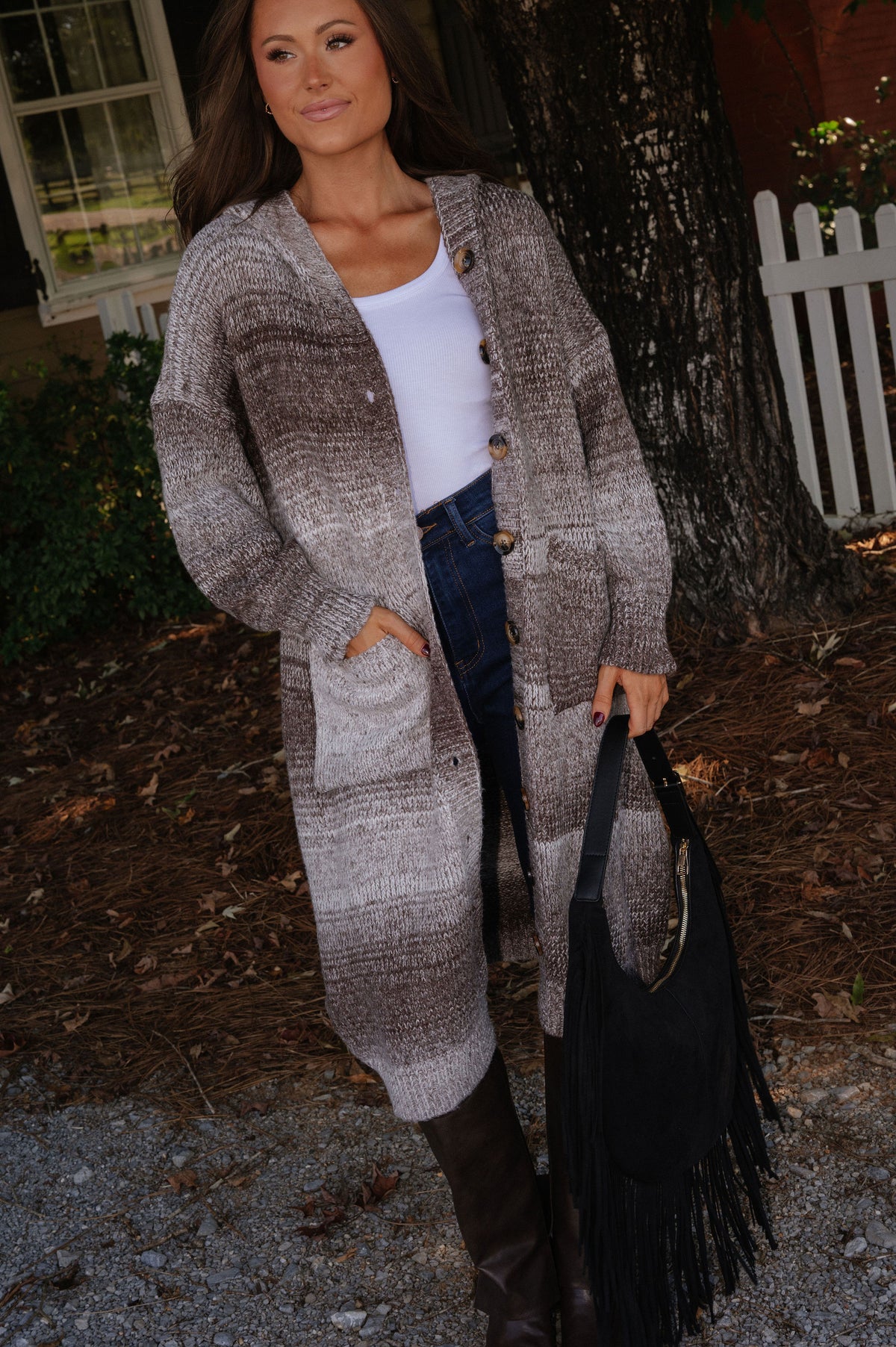 Ruby Hooded Cardigan-Chocolate Multi