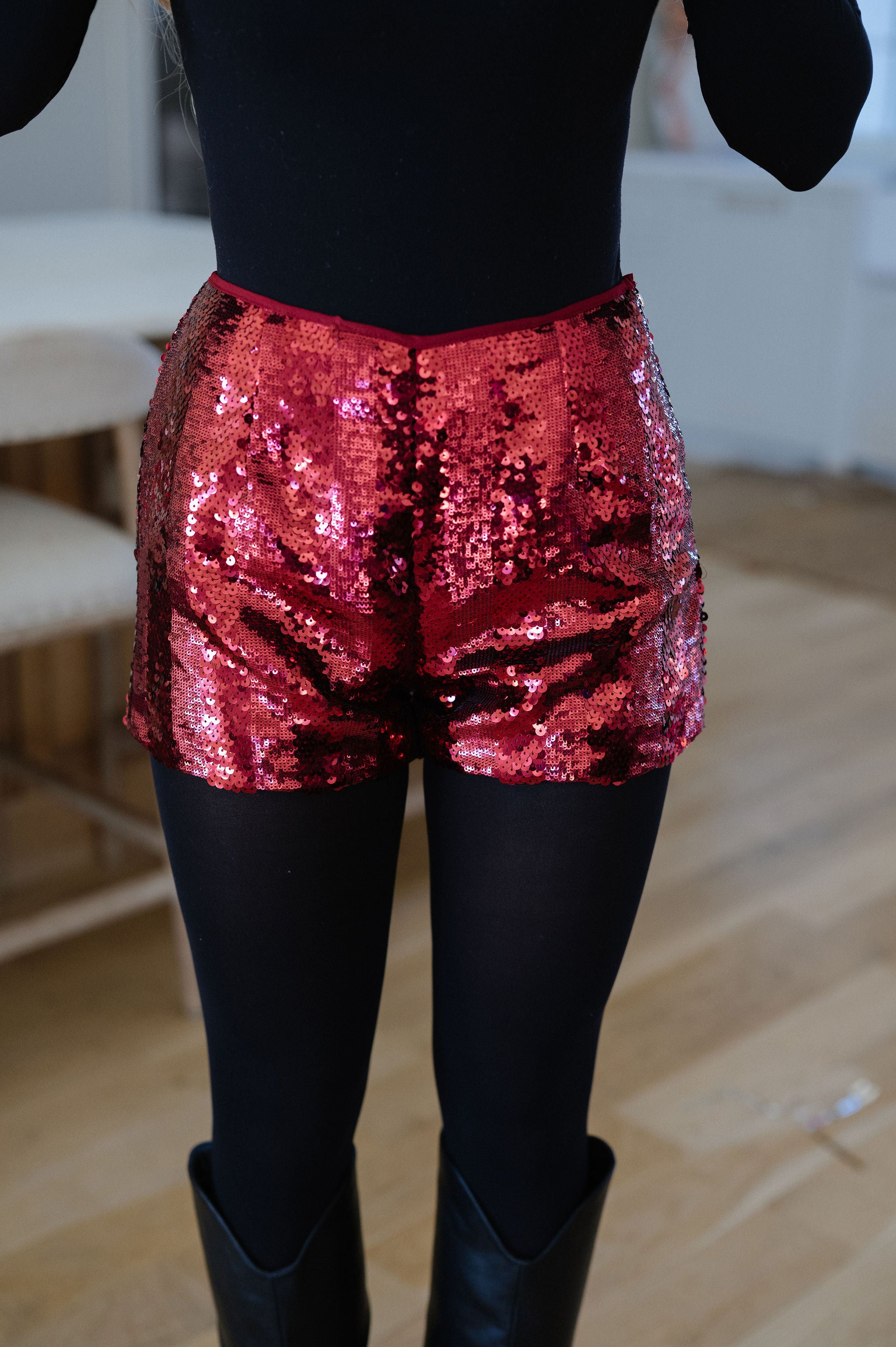 Daniela Sequin Shorts-Red