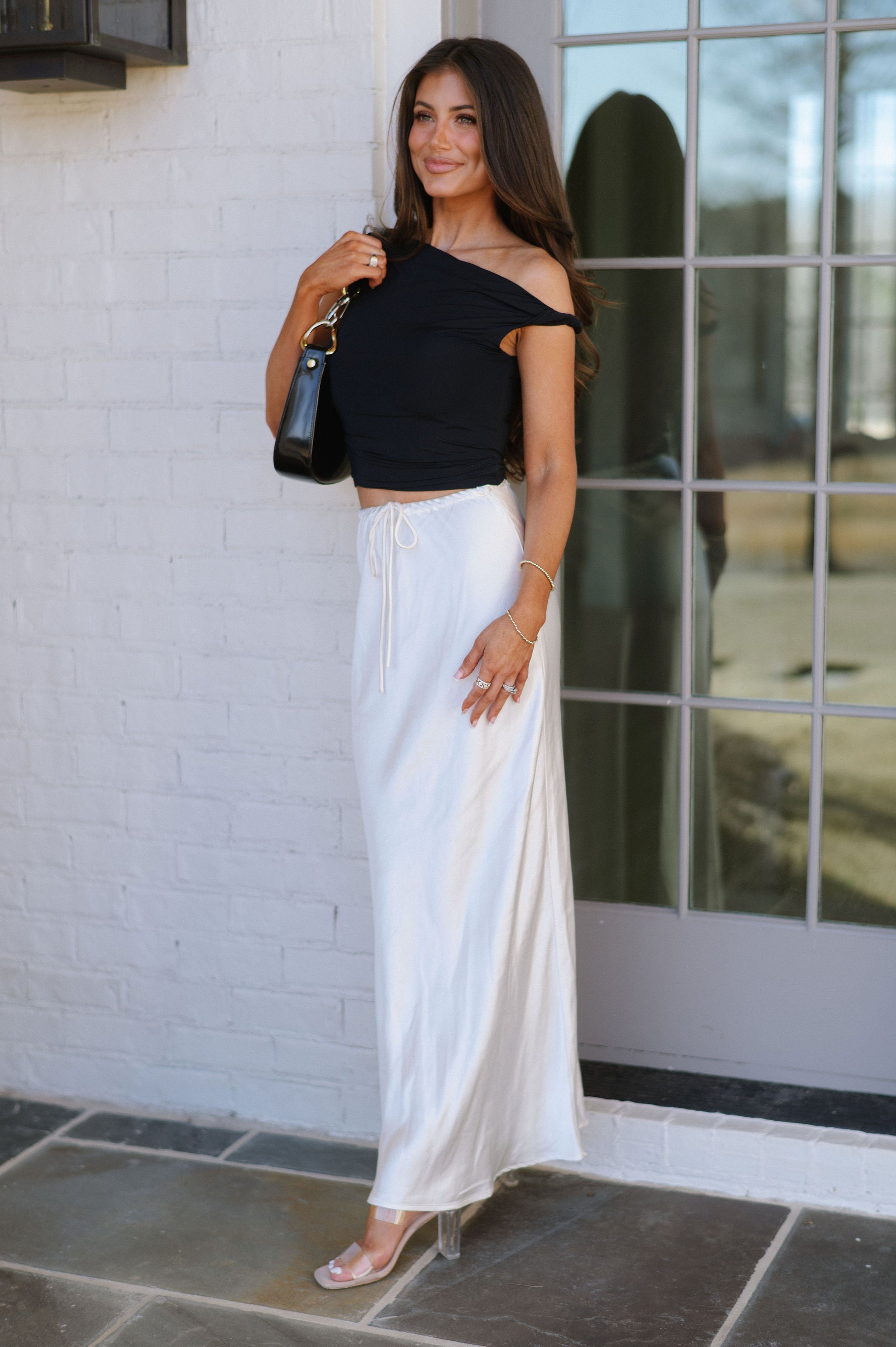 Brandon Satin Maxi Skirt-Champagne