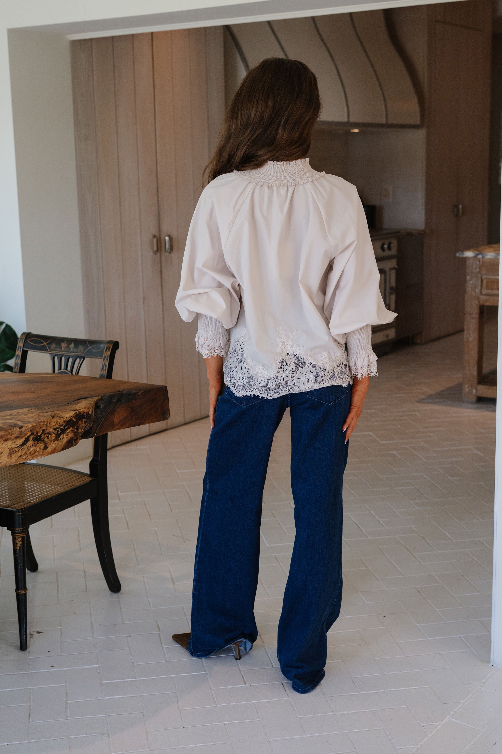 Stephanie Lace Detailed Blouse-Pearl