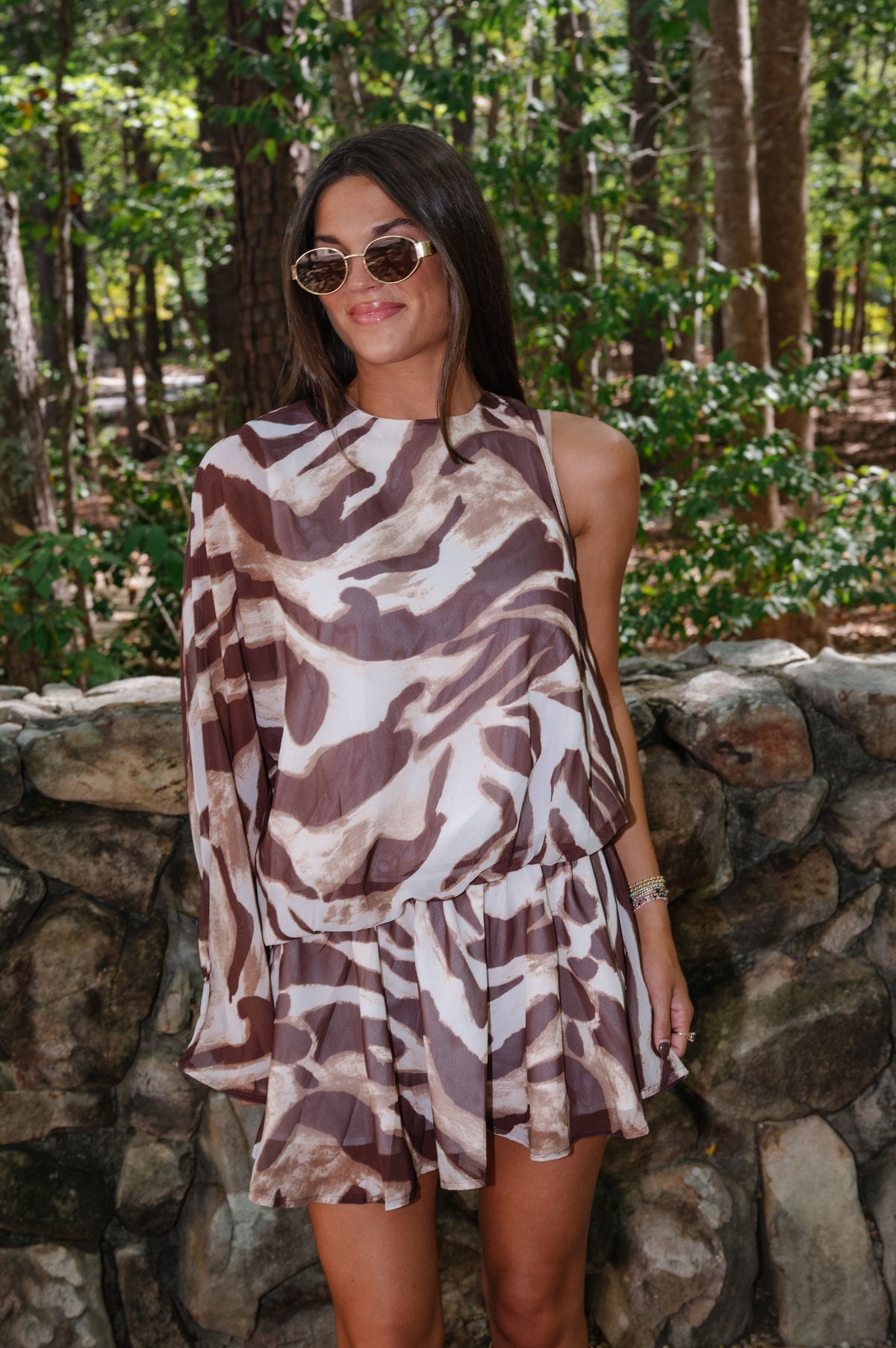 Safari One Sleeve Mini Dress