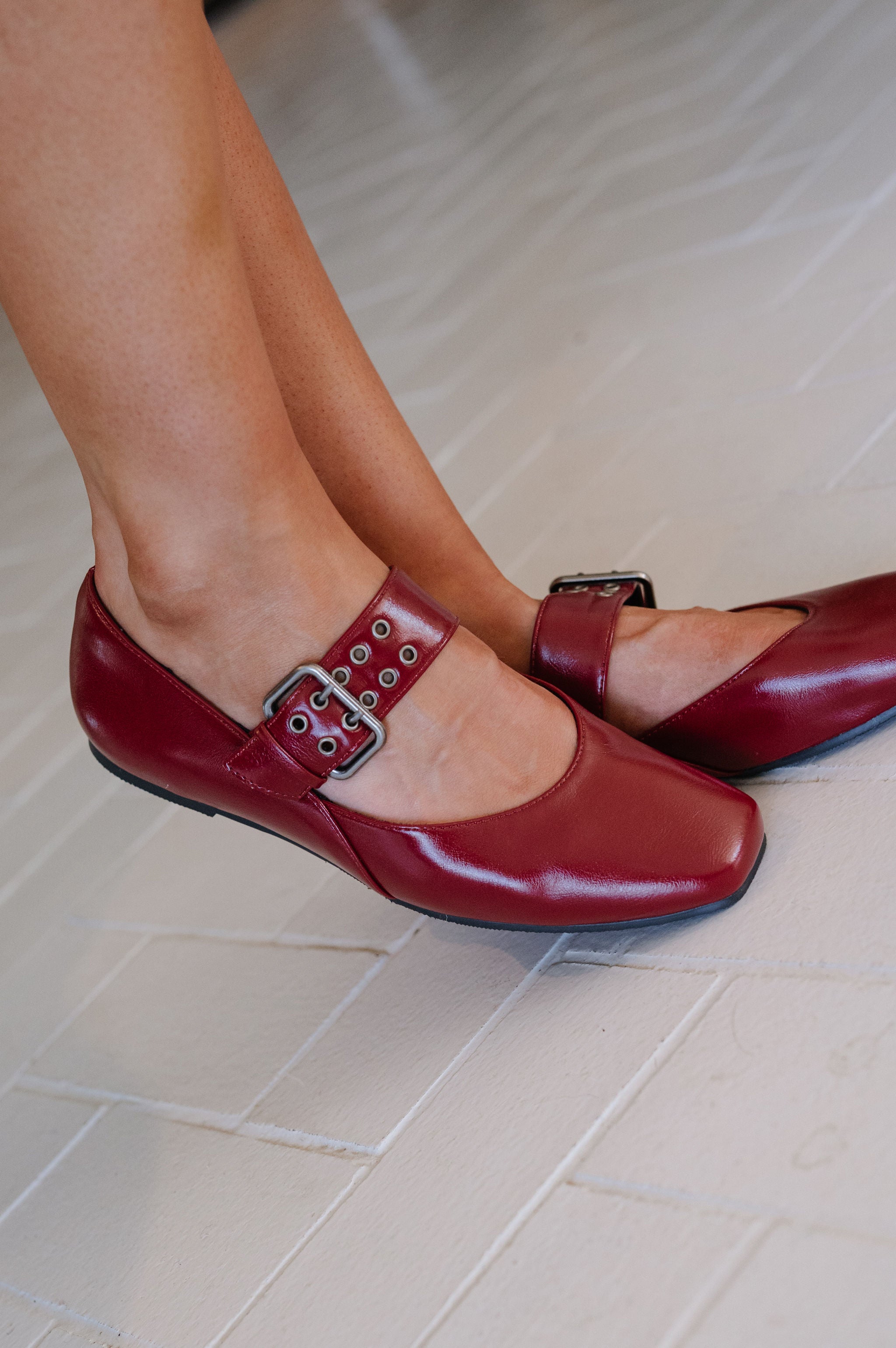 Soho Buckle Ballet Flat-Wine