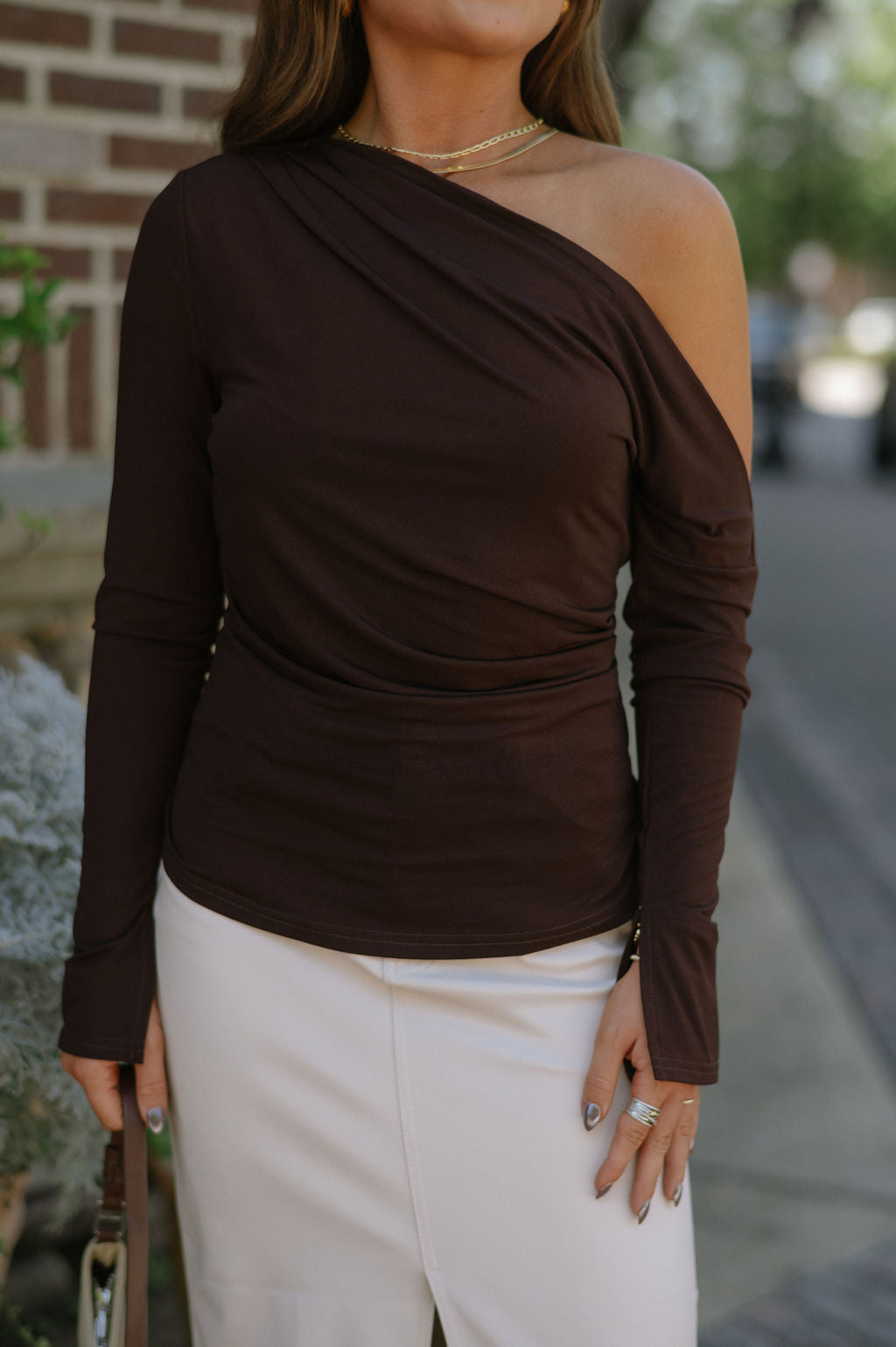 Fara Draped Top- Dark Chocolate