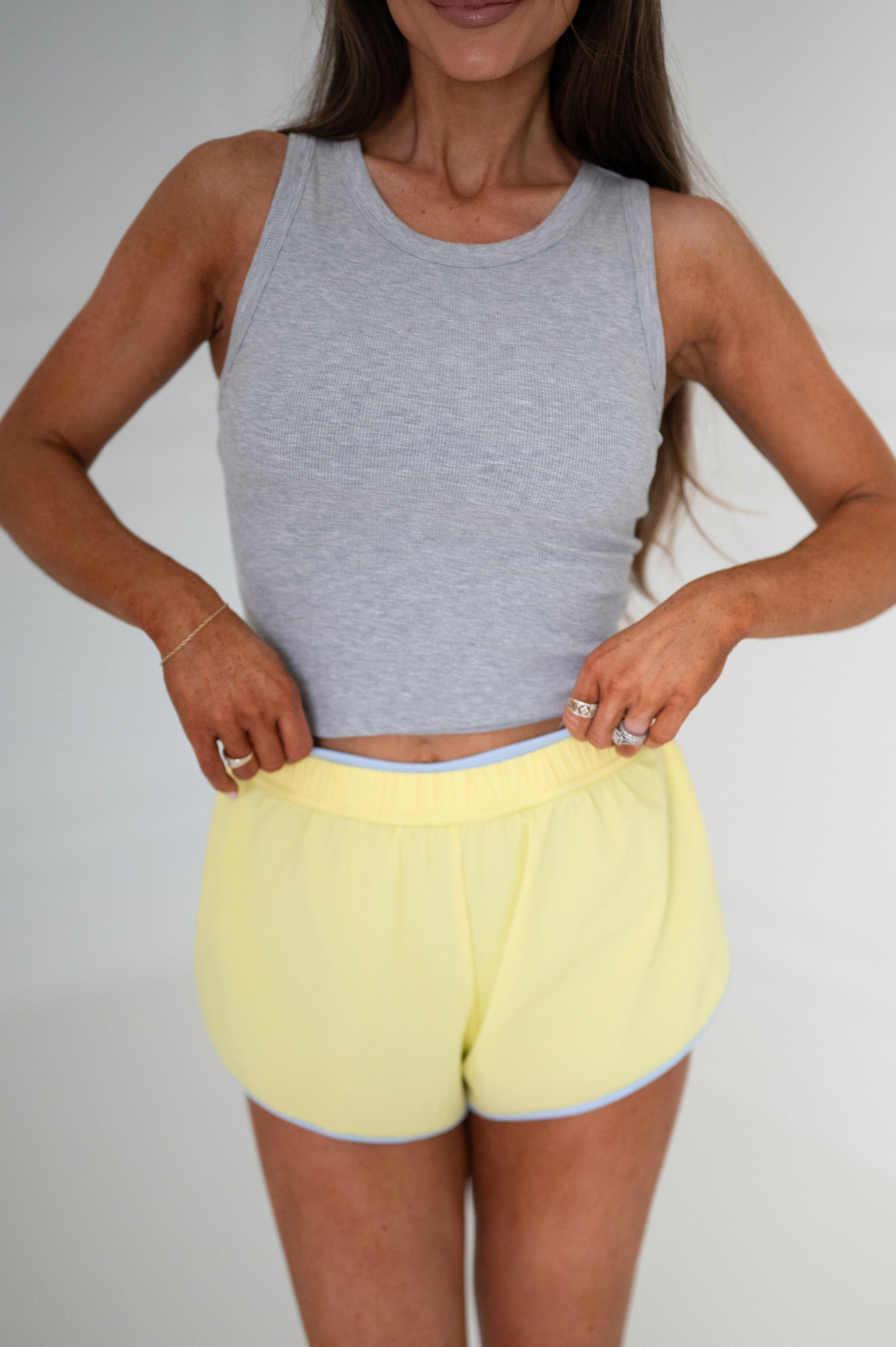 Sleeveless Ribbed Top-Melange Grey