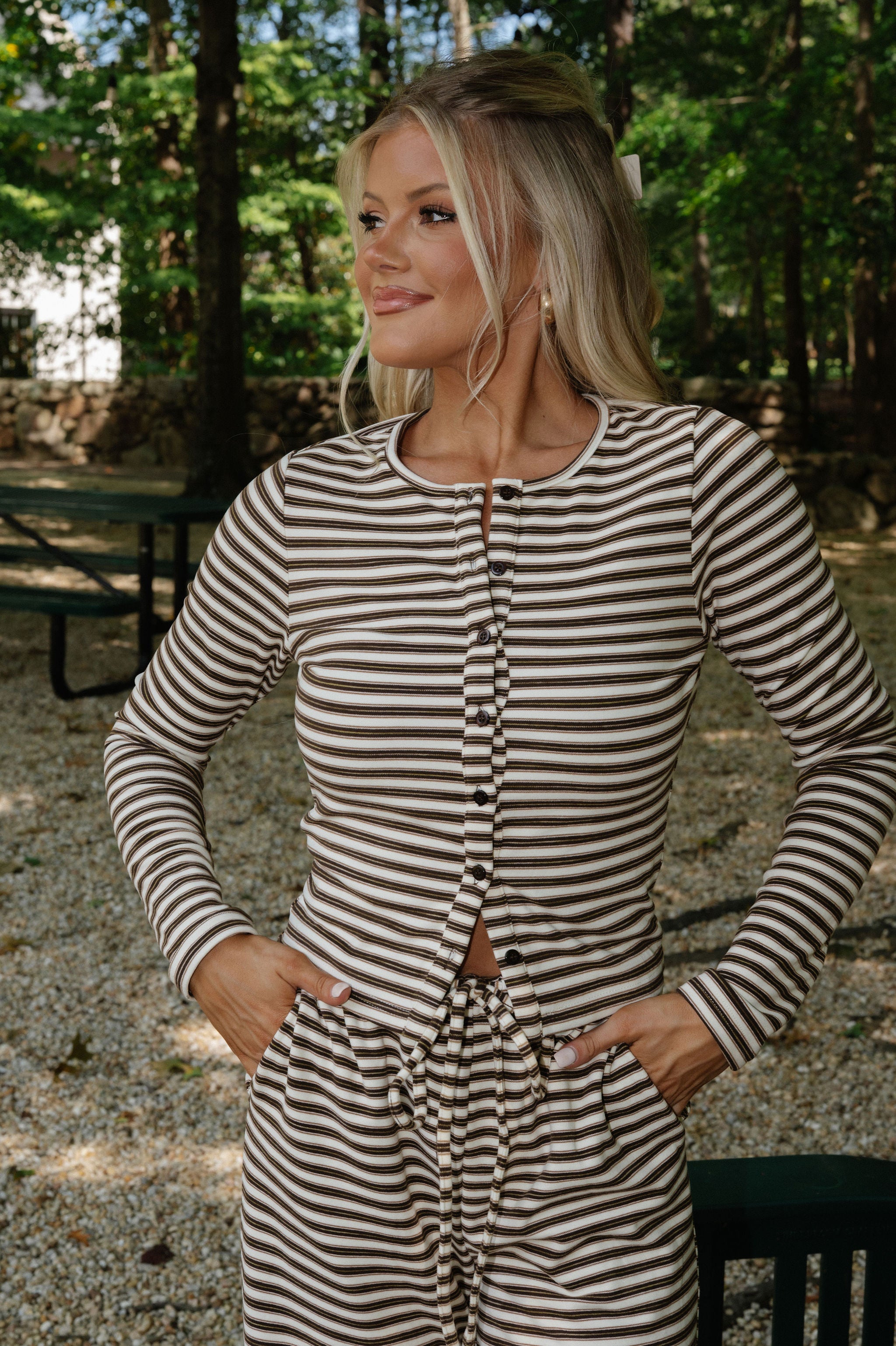 Freddie Striped Cardigan-Chocolate