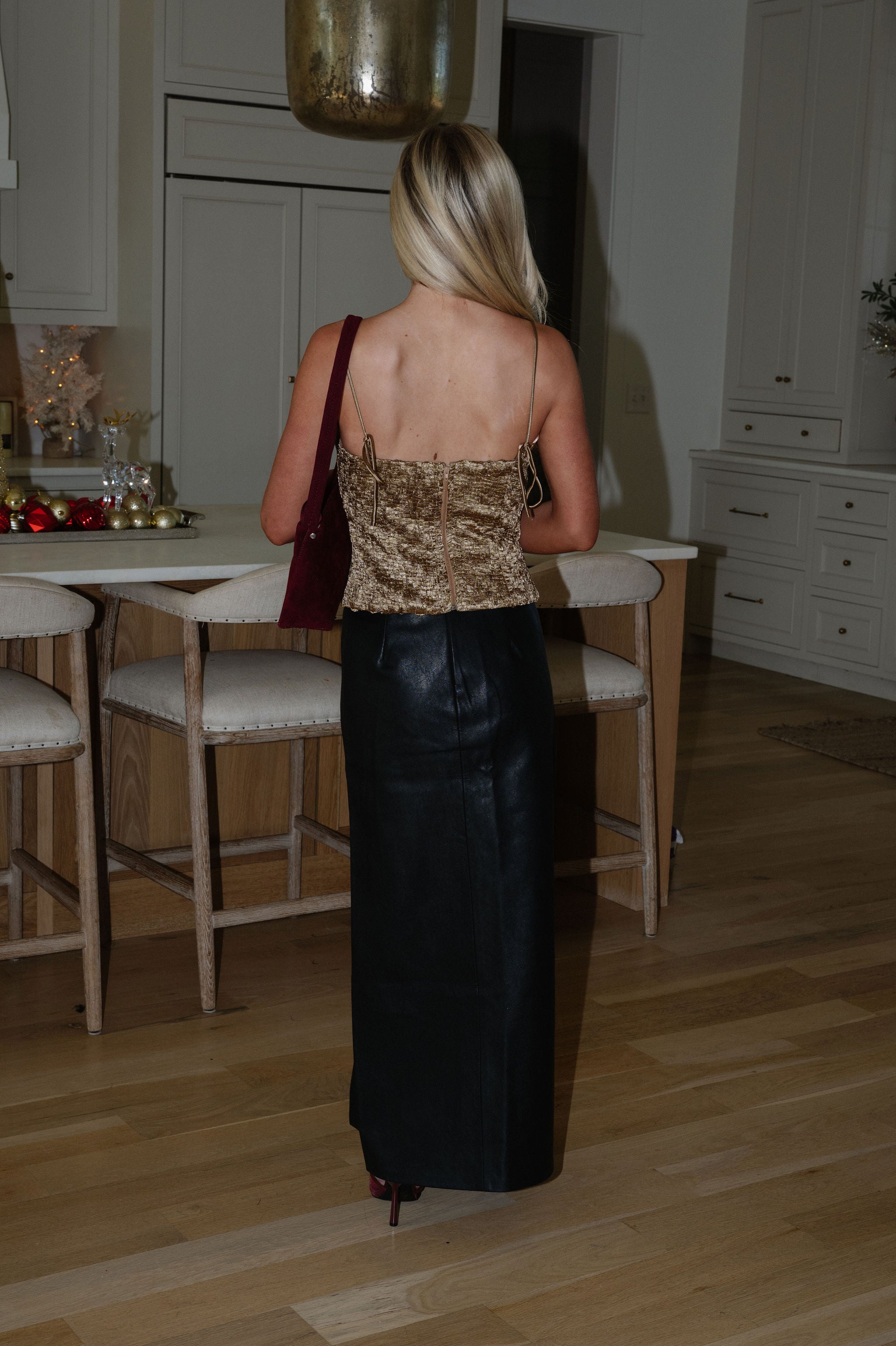 Lennon Faux Leather Maxi Skirt-Black