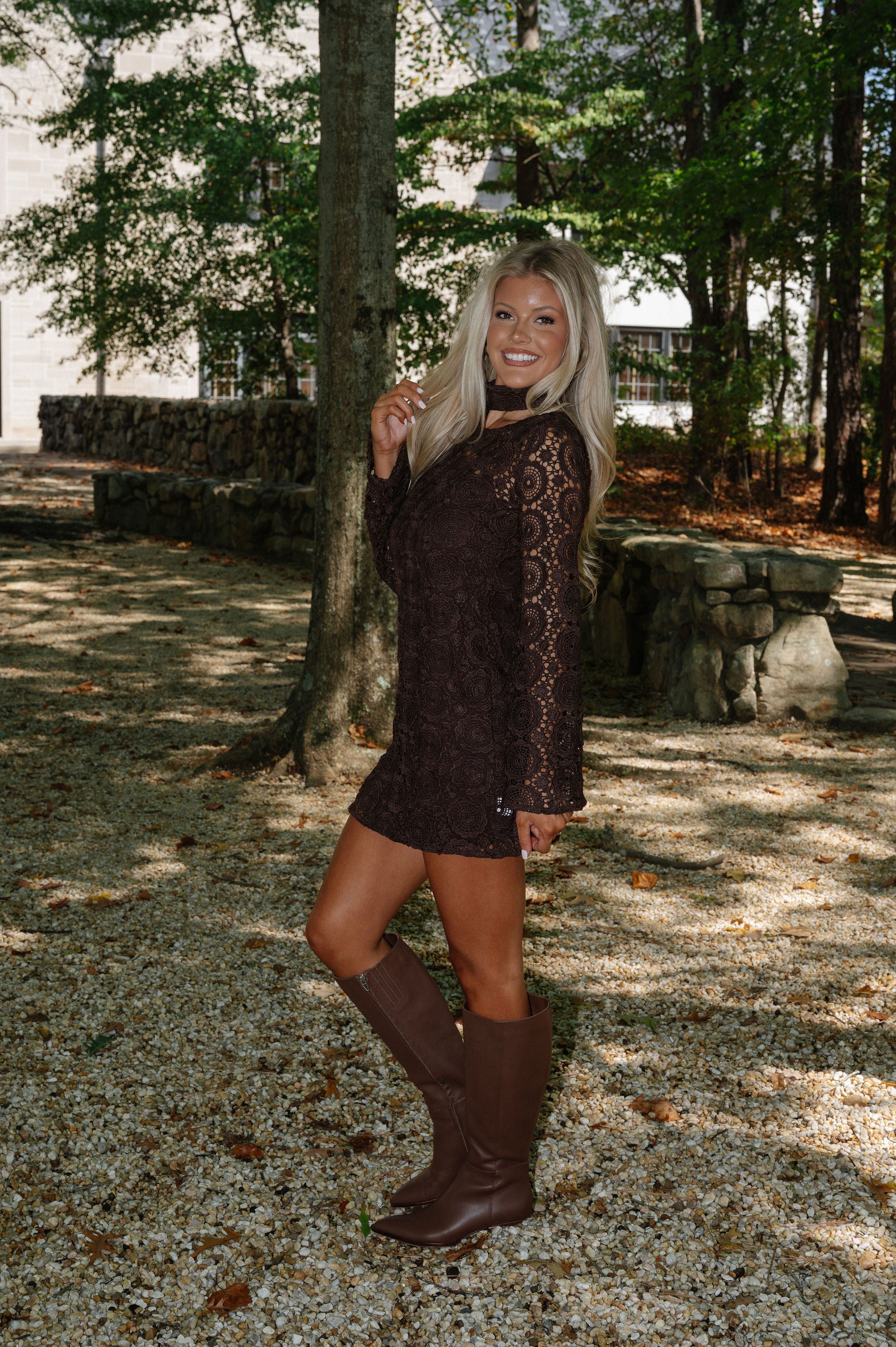 PREORDER/Crochet Bell Sleeve Dress-Brown//PREORDER 11/20