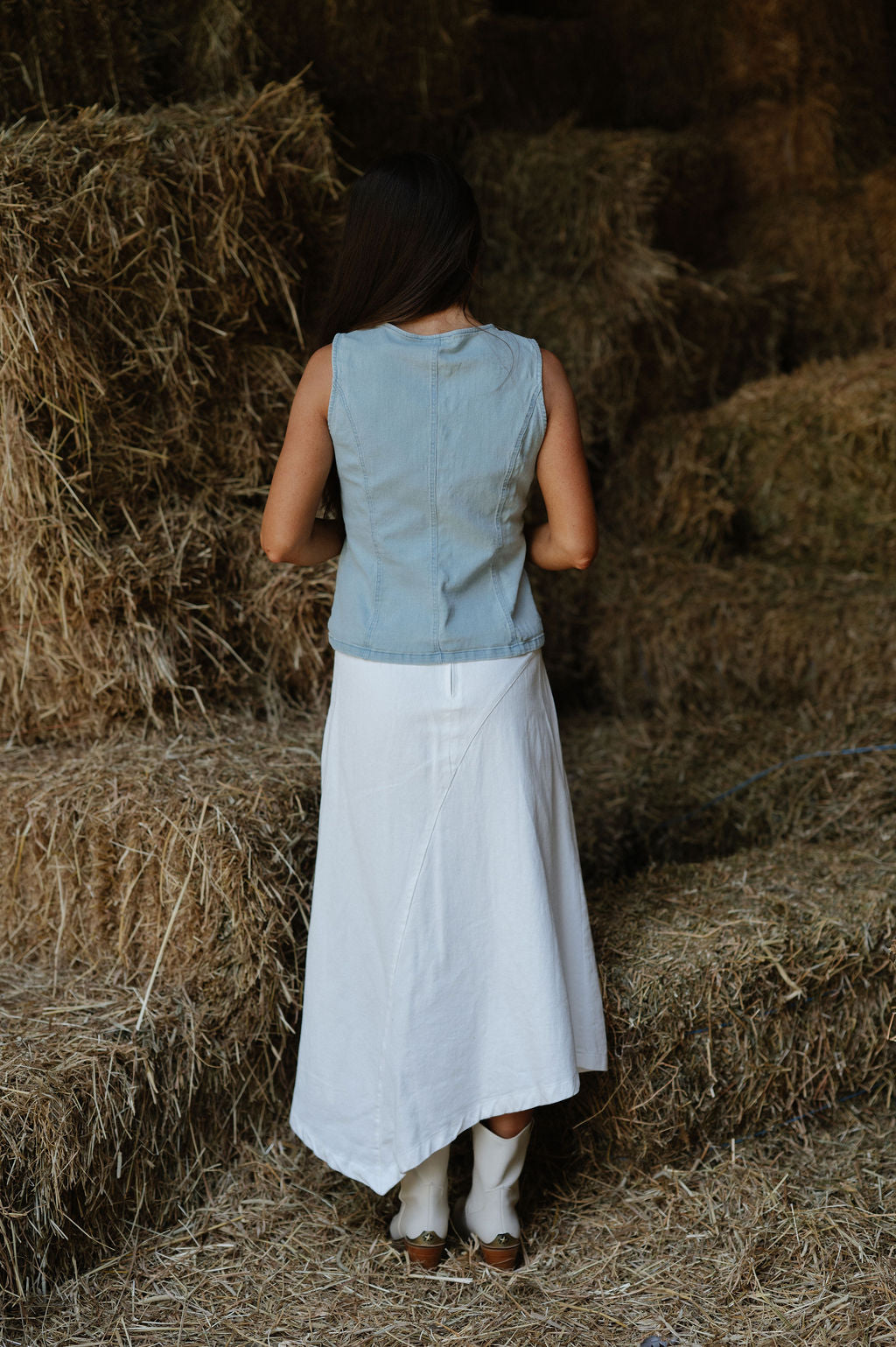 Mineral Washed Vest-Light Denim