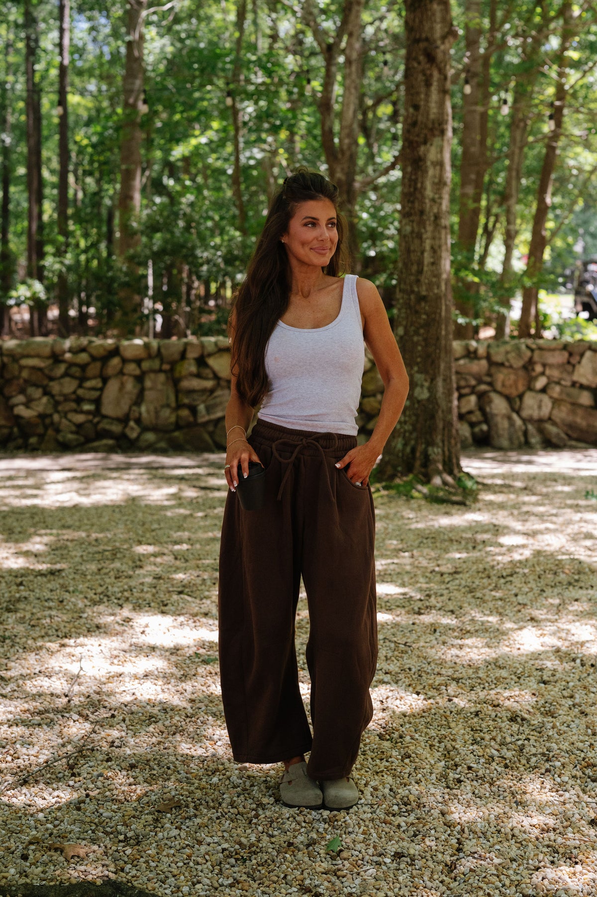 Macie Barrel Sweatpants-Brown