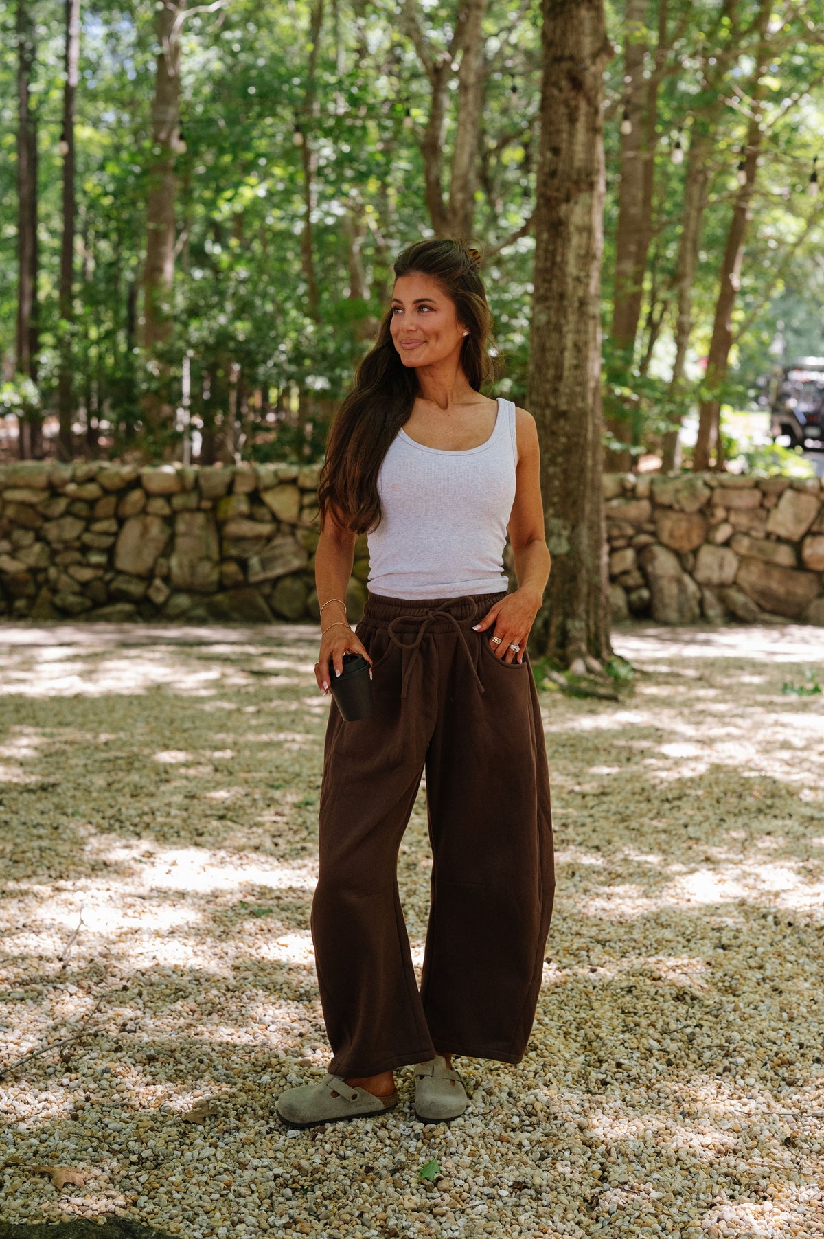 Macie Barrel Sweatpants-Brown