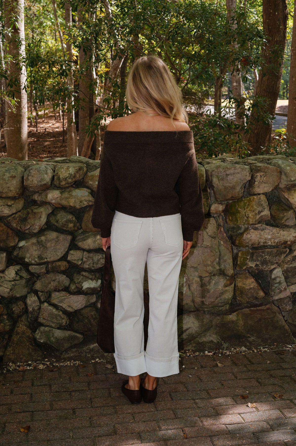 High Rise Stripe Cuffed Jean