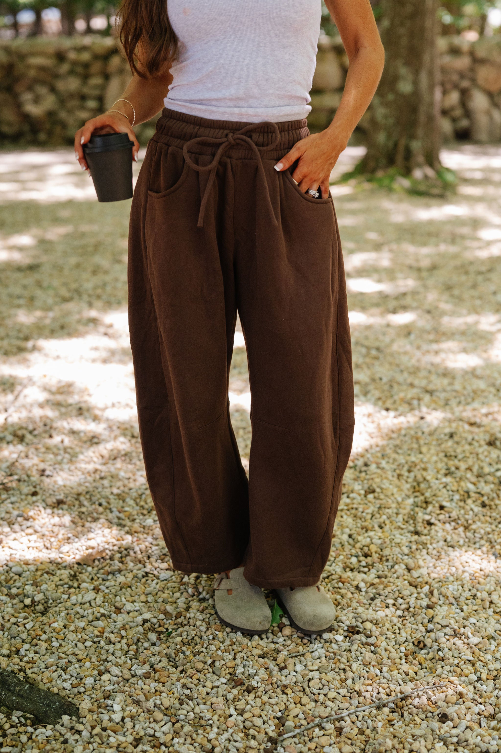 Macie Barrel Sweatpants-Brown