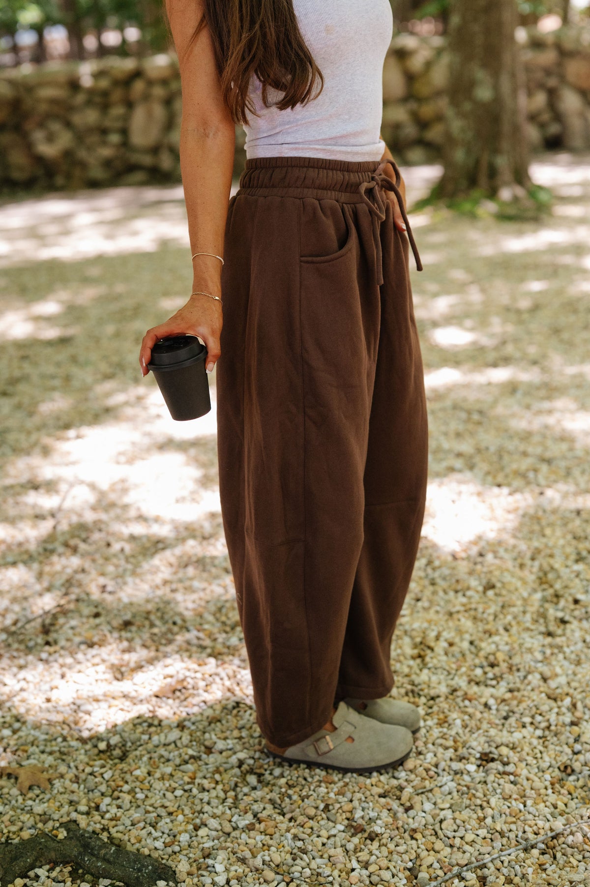 Macie Barrel Sweatpants-Brown