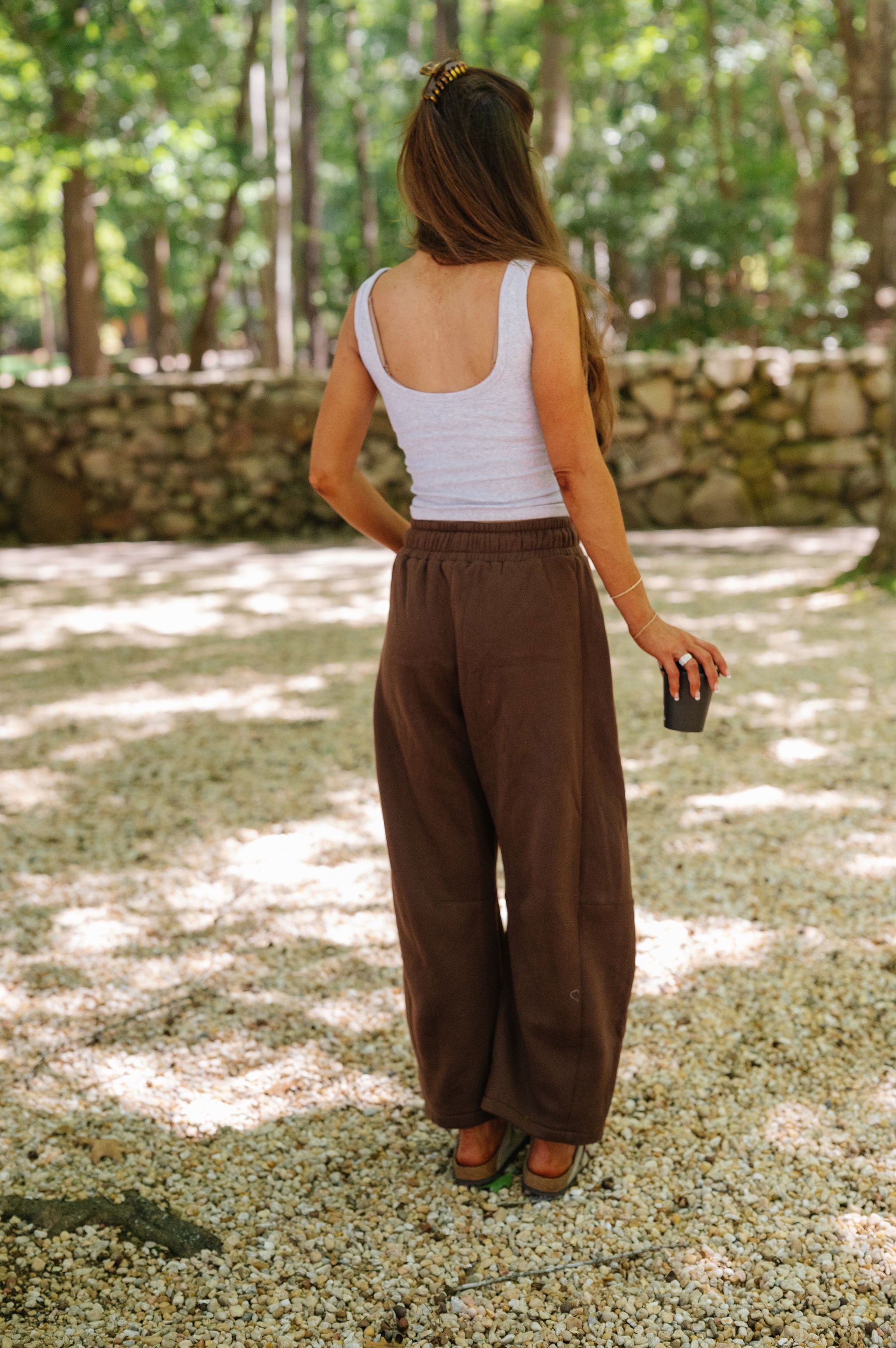 Macie Barrel Sweatpants-Brown