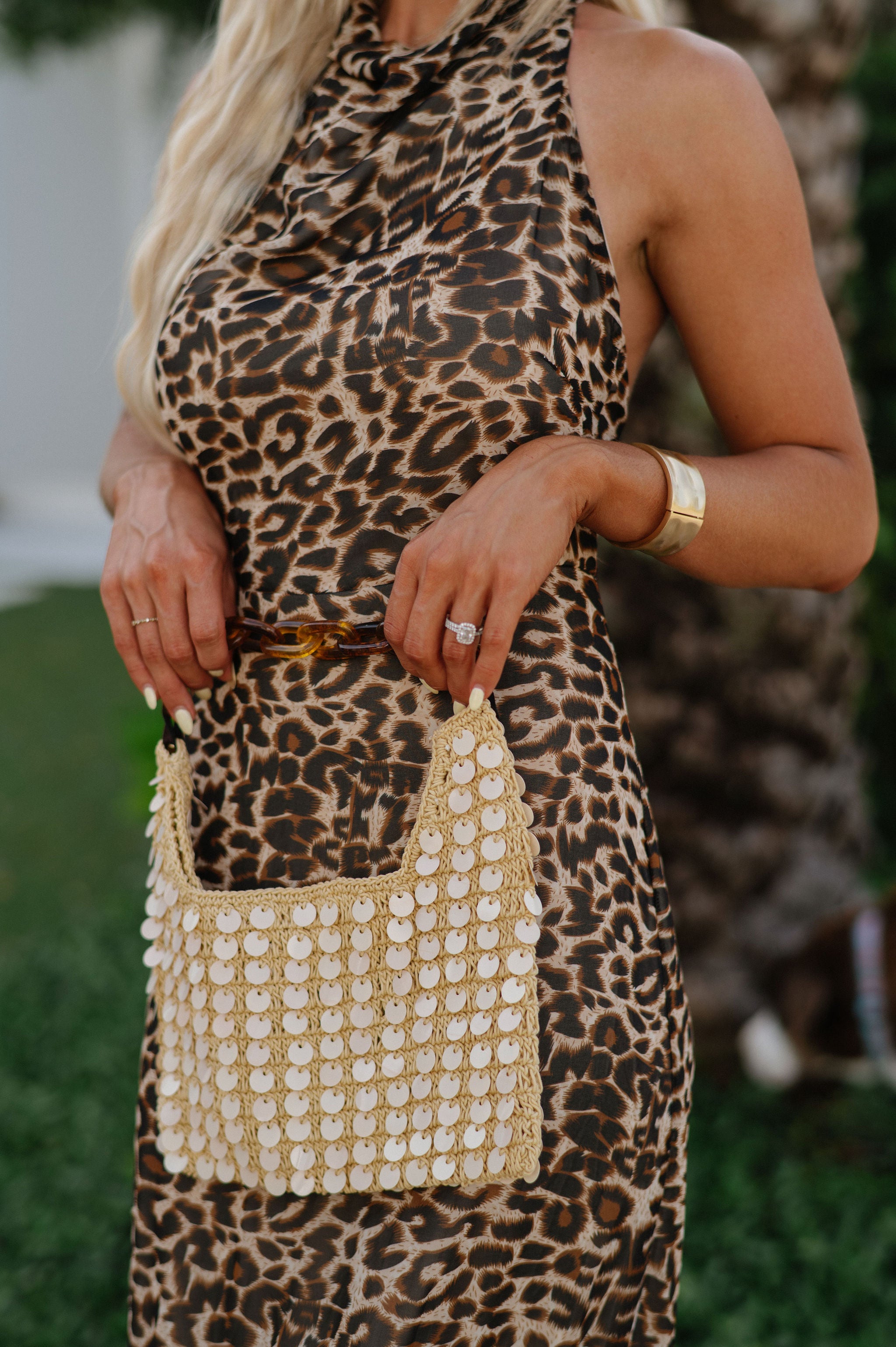 Sequin Purse-Beige